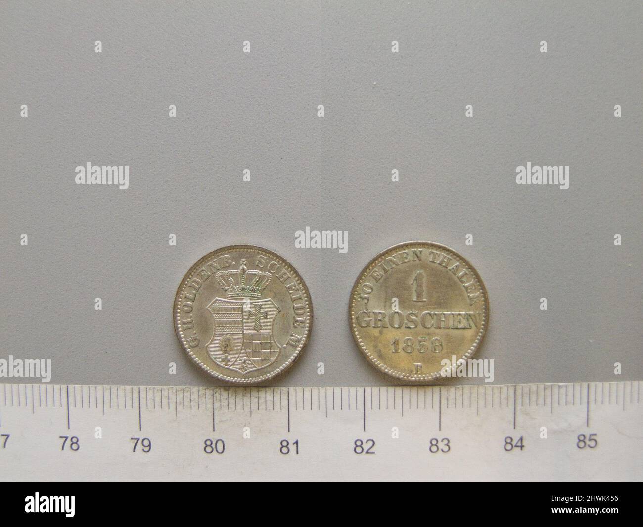 Groschen di Nicolaus Friedrich Peter von Oldenburg da Hannover. Regolo: Nikolaus Friedrich Peter, Granduca di Oldenburg, 1827–1900 Mint: Hannover artista: Karl Theodor Wilhelm Brüel, tedesco, 1810–1885 Foto Stock