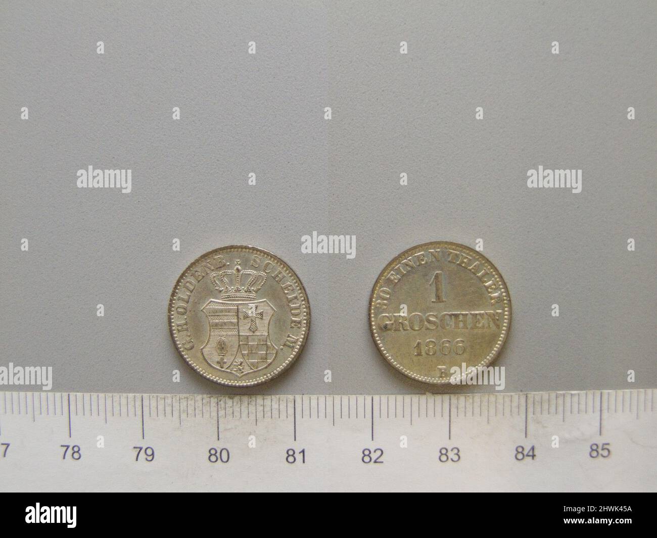 Groschen di Nicolaus Friedrich Peter von Oldenburg da Hannover. Regolo: Nikolaus Friedrich Peter, Granduca di Oldenburg, 1827–1900 Mint: Hannover artista: Karl Theodor Wilhelm Brüel, tedesco, 1810–1885 Foto Stock