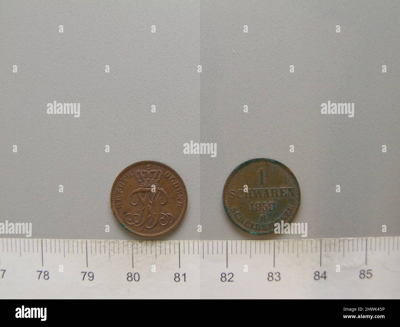 1 Schwaren di Nicolaus Friedrich Peter von Oldenburg da Hannover. Regolo: Nikolaus Friedrich Peter, Granduca di Oldenburg, 1827–1900 Mint: Hannover artista: Karl Theodor Wilhelm Brüel, tedesco, 1810–1885 Foto Stock