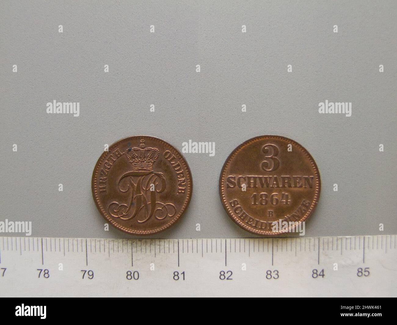 3 Schwaren di Nicolaus Friedrich Peter von Oldenburg da Hannover. Regolo: Nikolaus Friedrich Peter, Granduca di Oldenburg, 1827–1900 Mint: Hannover artista: Karl Theodor Wilhelm Brüel, tedesco, 1810–1885 Foto Stock