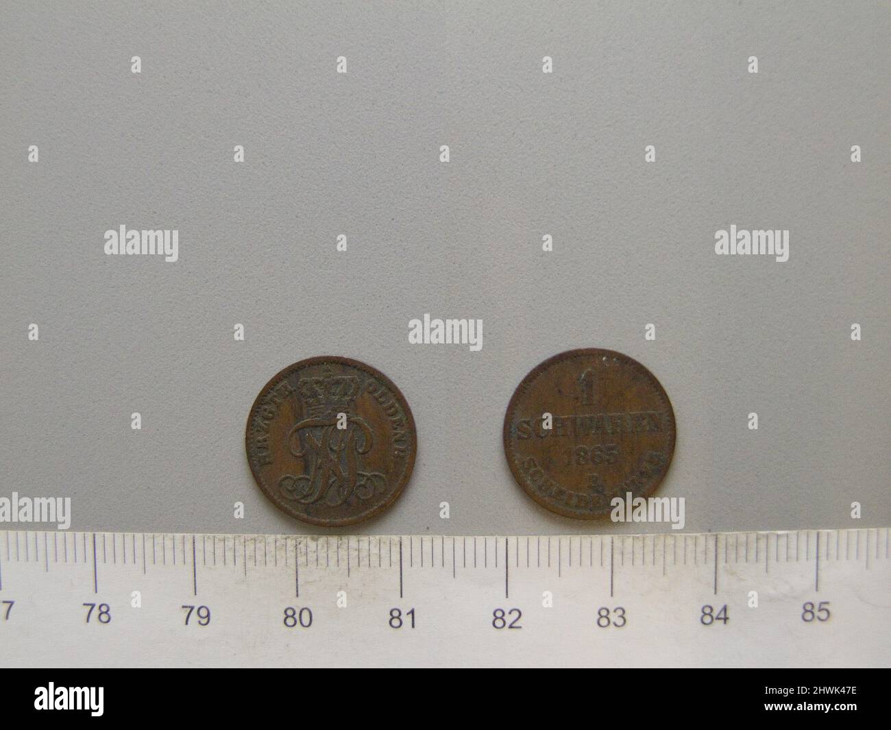 1 Schwaren di Nicolaus Friedrich Peter von Oldenburg da Hannover. Regolo: Nikolaus Friedrich Peter, Granduca di Oldenburg, 1827–1900 Mint: Hannover artista: Karl Theodor Wilhelm Brüel, tedesco, 1810–1885 Foto Stock