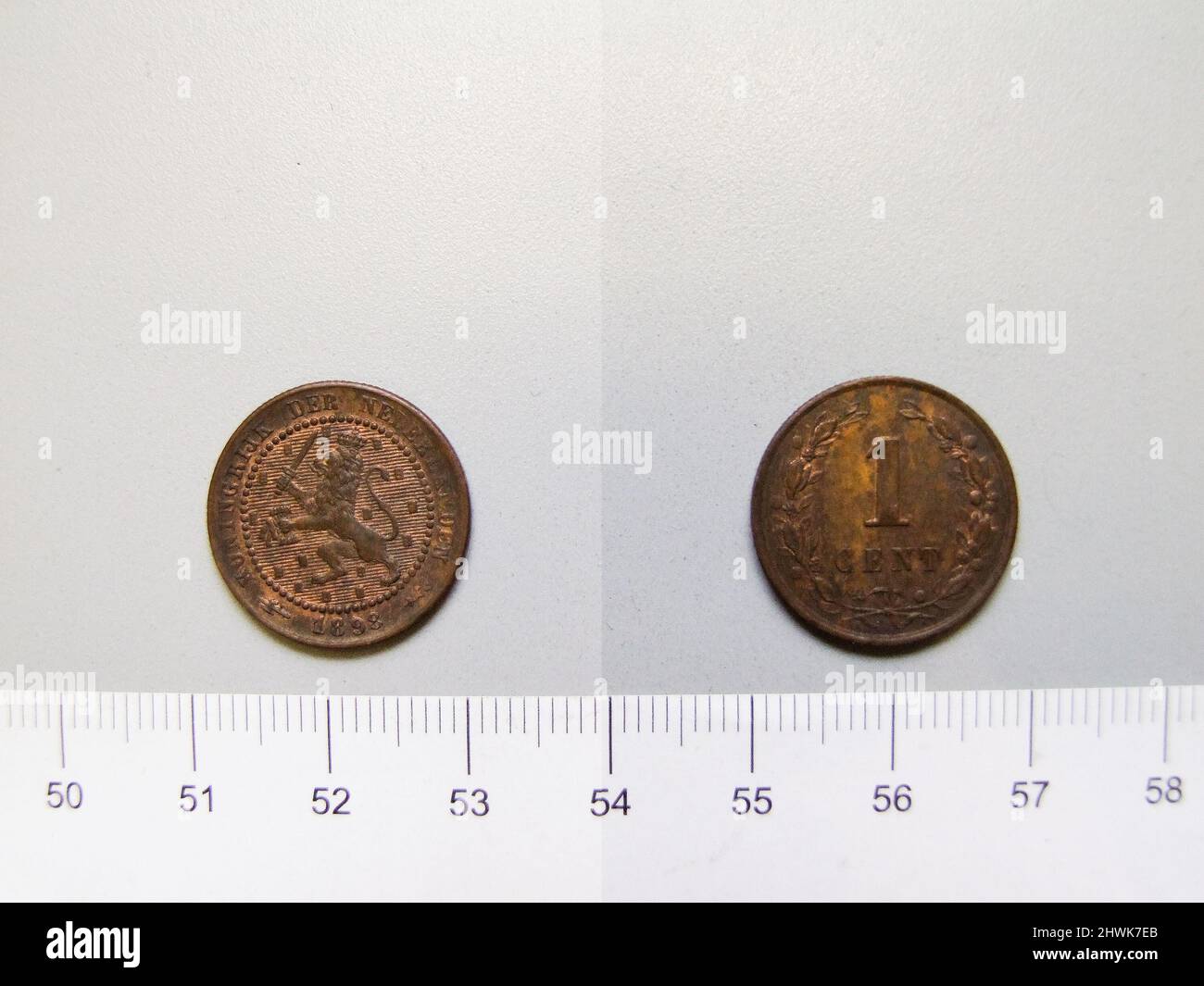 1 cent della regina Wilhelmina da Utrecht. Regnante: Wilhelmina, Regina dei Paesi Bassi, Olandese, 1880–1962 Mint: Utrecht Foto Stock