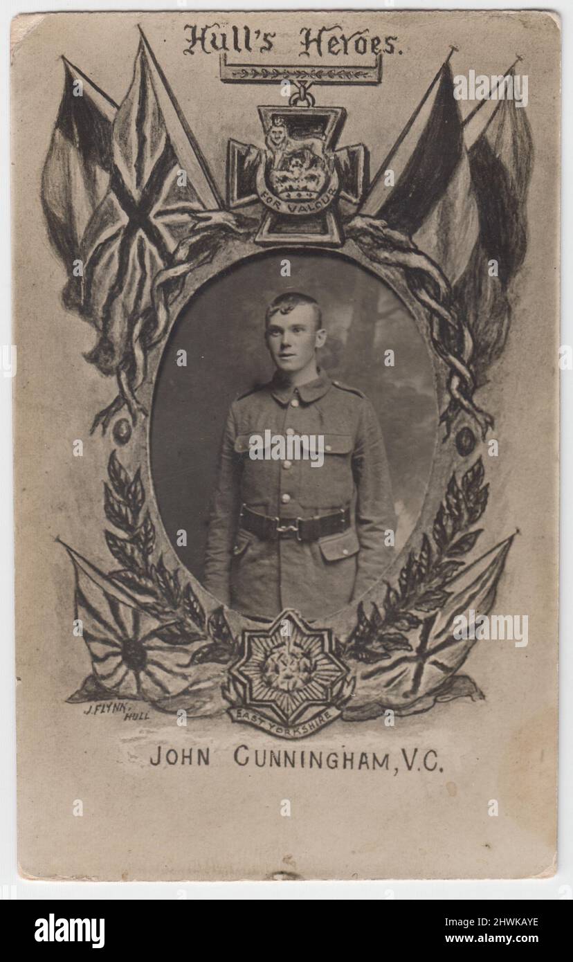 'Hull's Heroes. John Cunningham, V.C.': Ritratto della prima Guerra Mondiale di John Cunningham, destinatario della Croce Vittoria per le sue azioni durante la Battaglia dell'Ancre, parte dell'offensiva finale della Battaglia della Somme Foto Stock