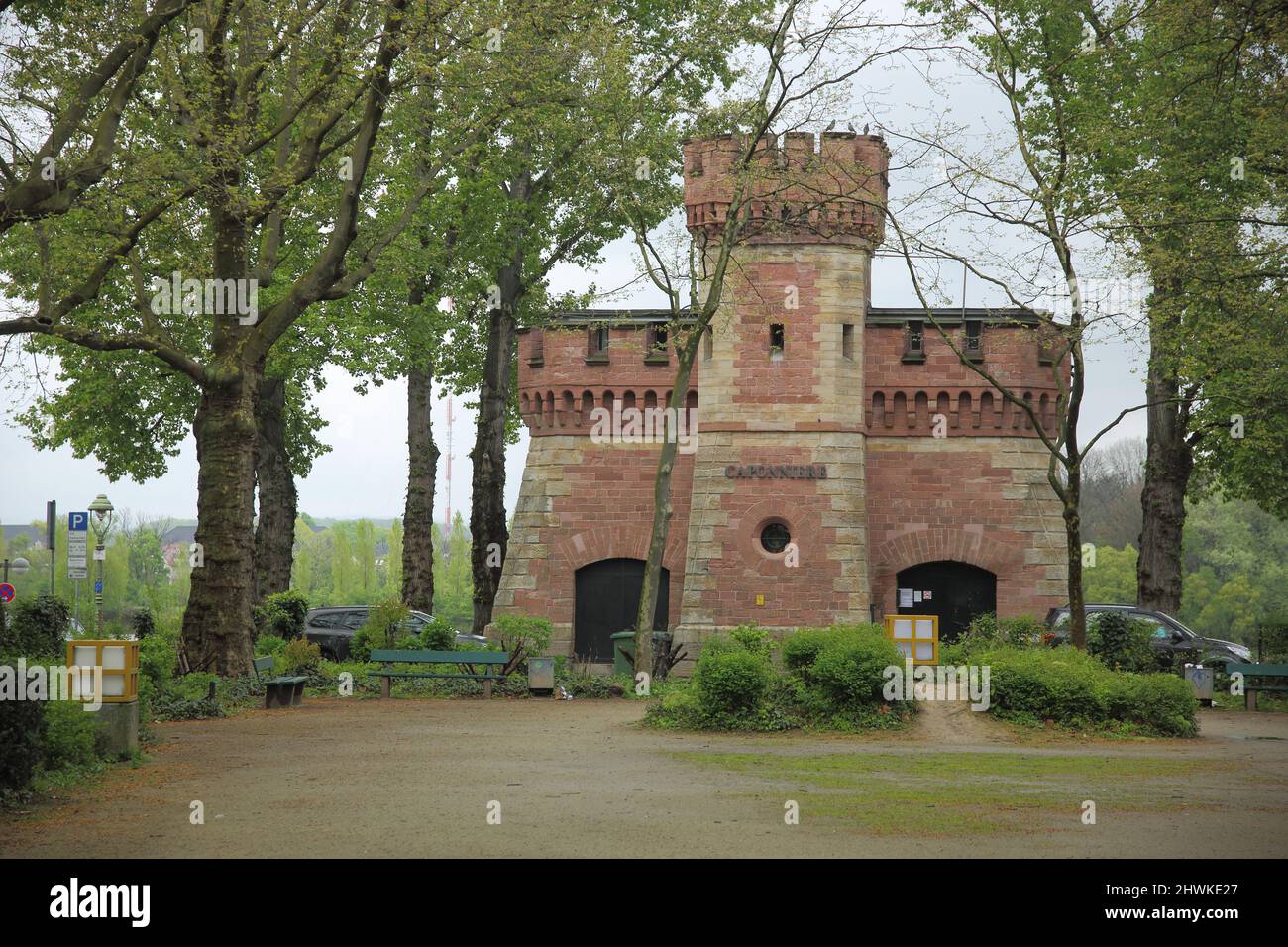 Fortezza storica di Caponniere, costruita nel 1887, a Mainz, Renania-Palatinato, Germania Foto Stock