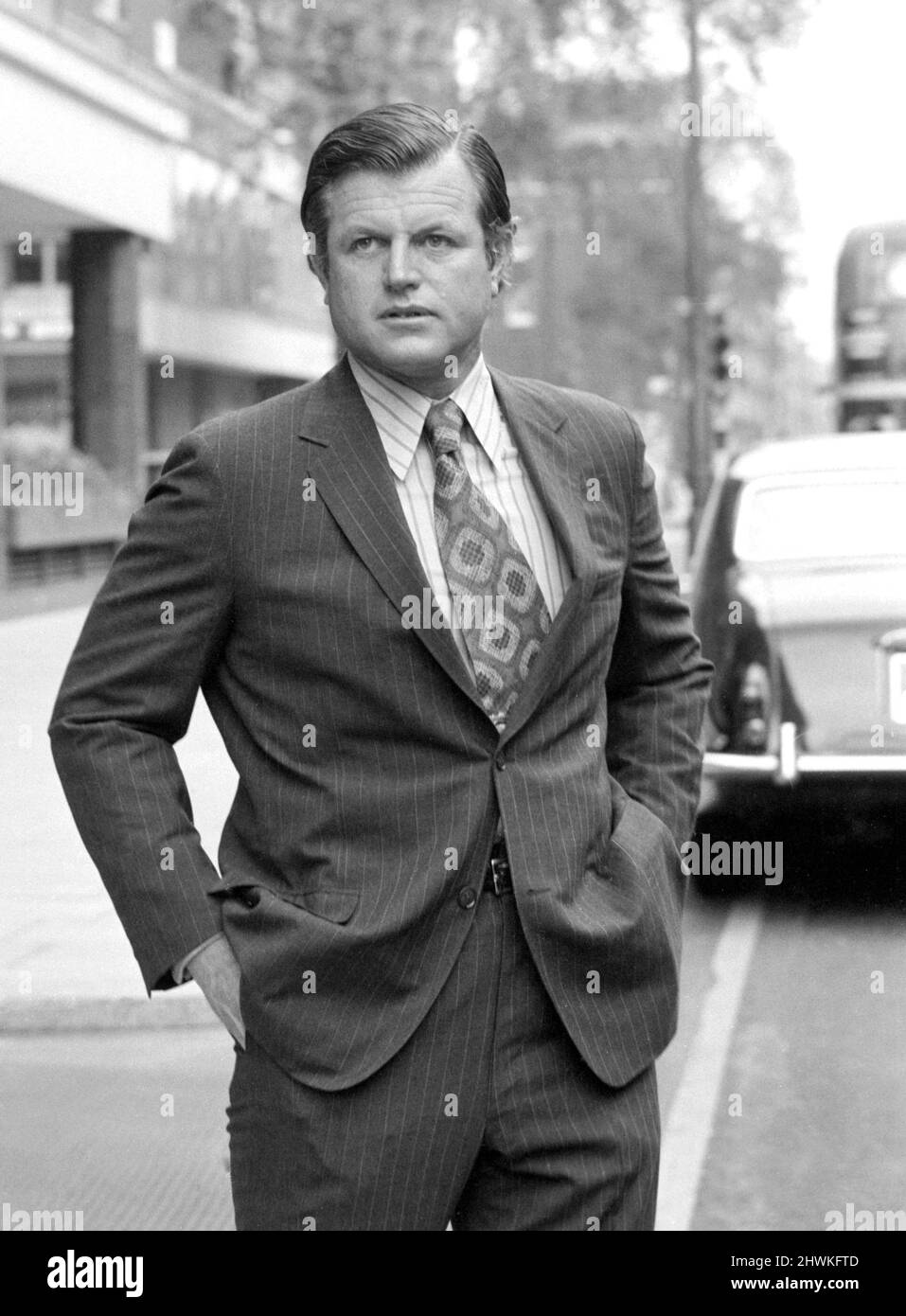 Senatore americano Edward Kennedy in una visita di 5 giorni in Gran Bretagna come capo del sottocomitato della Salute del Senato, per studiare il Servizio sanitario Nazionale. 10th settembre 1971. Foto Stock
