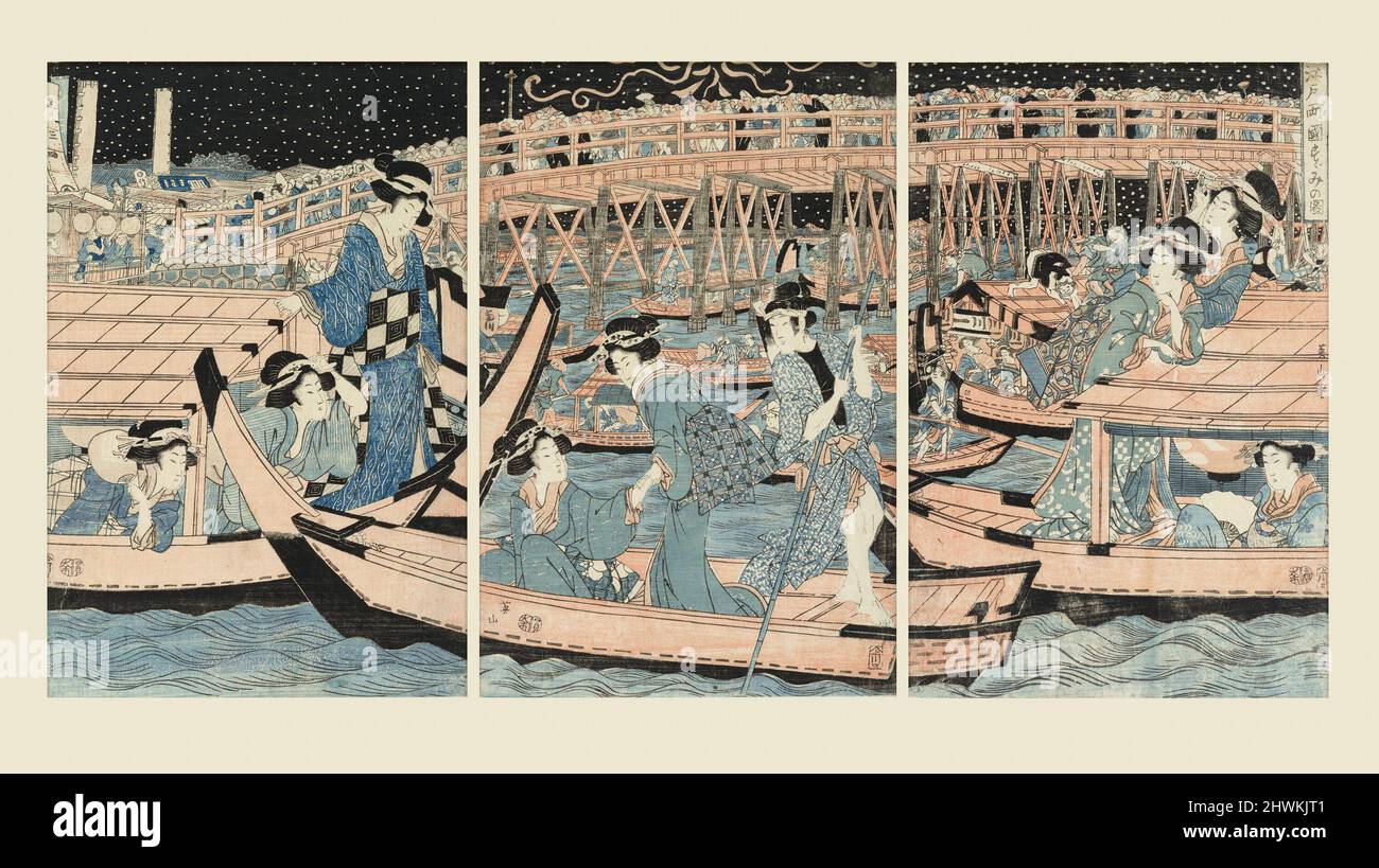 Raffreddamento dal ponte Ryogoku. Artista: Kikugawa Eizan, giapponese, 1787–1867 Foto Stock