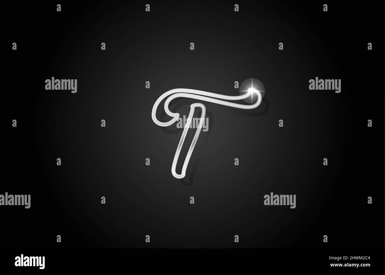 Icona del logo della lettera T con lettera dell'alfabeto della linea grigia. Design creativo per aziende e aziende Illustrazione Vettoriale