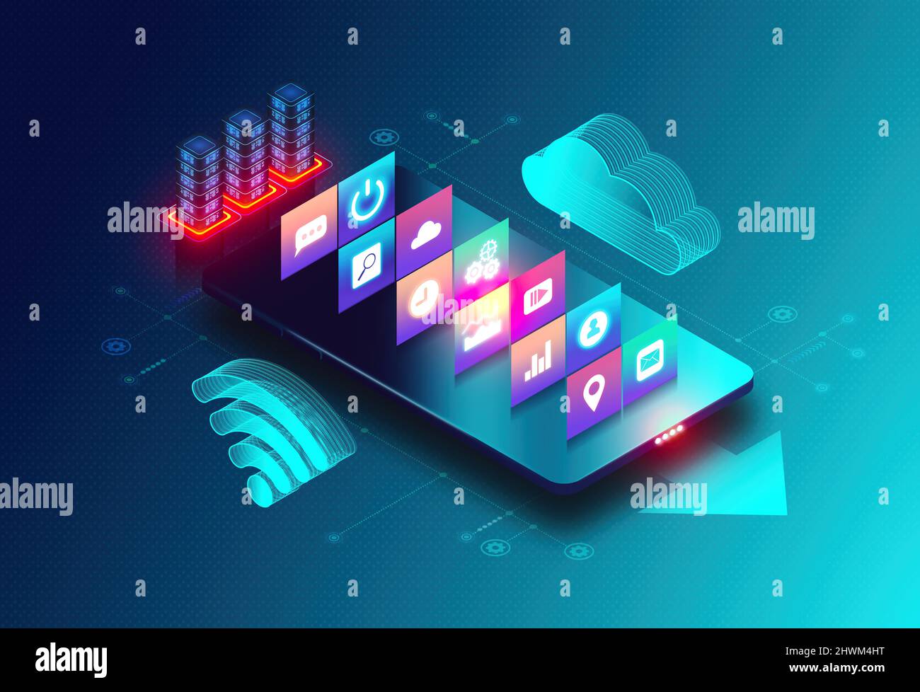 Concetto di applicazione Web progressiva - PWA - applicazioni Web che utilizzano diverse funzionalità della piattaforma Web e Progressive Enhancement per fornire un'esperienza su Par con N Foto Stock