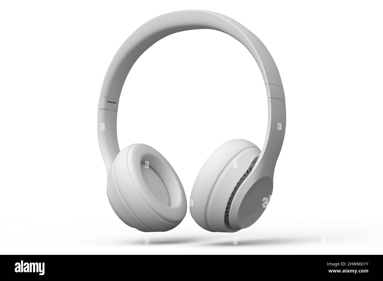 Cuffie per giochi professionali isolate su sfondo bianco monocromatico. 3D rendering di cuffie sovrauricolari e concetto di attrezzatura musicale Foto Stock