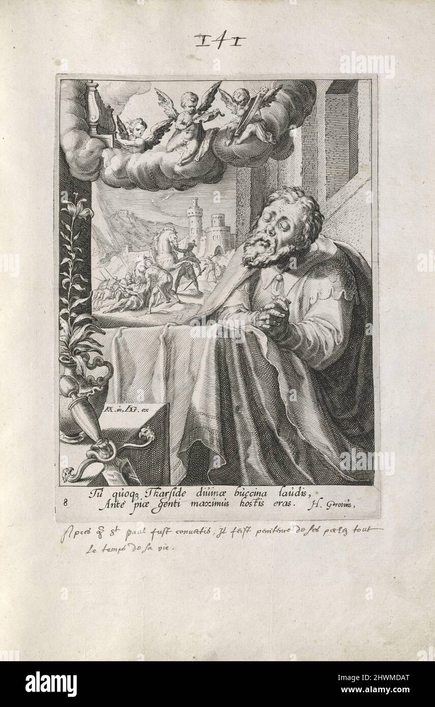 Paolo, 1 di 8 stampe della serie otto peccatori pentiti dal Vecchio e nuovo Testamento. Editore: Jacques de Gheyn II, olandese, 1565–1629After: Karel van Mander i, olandese, 1548–1606 Foto Stock