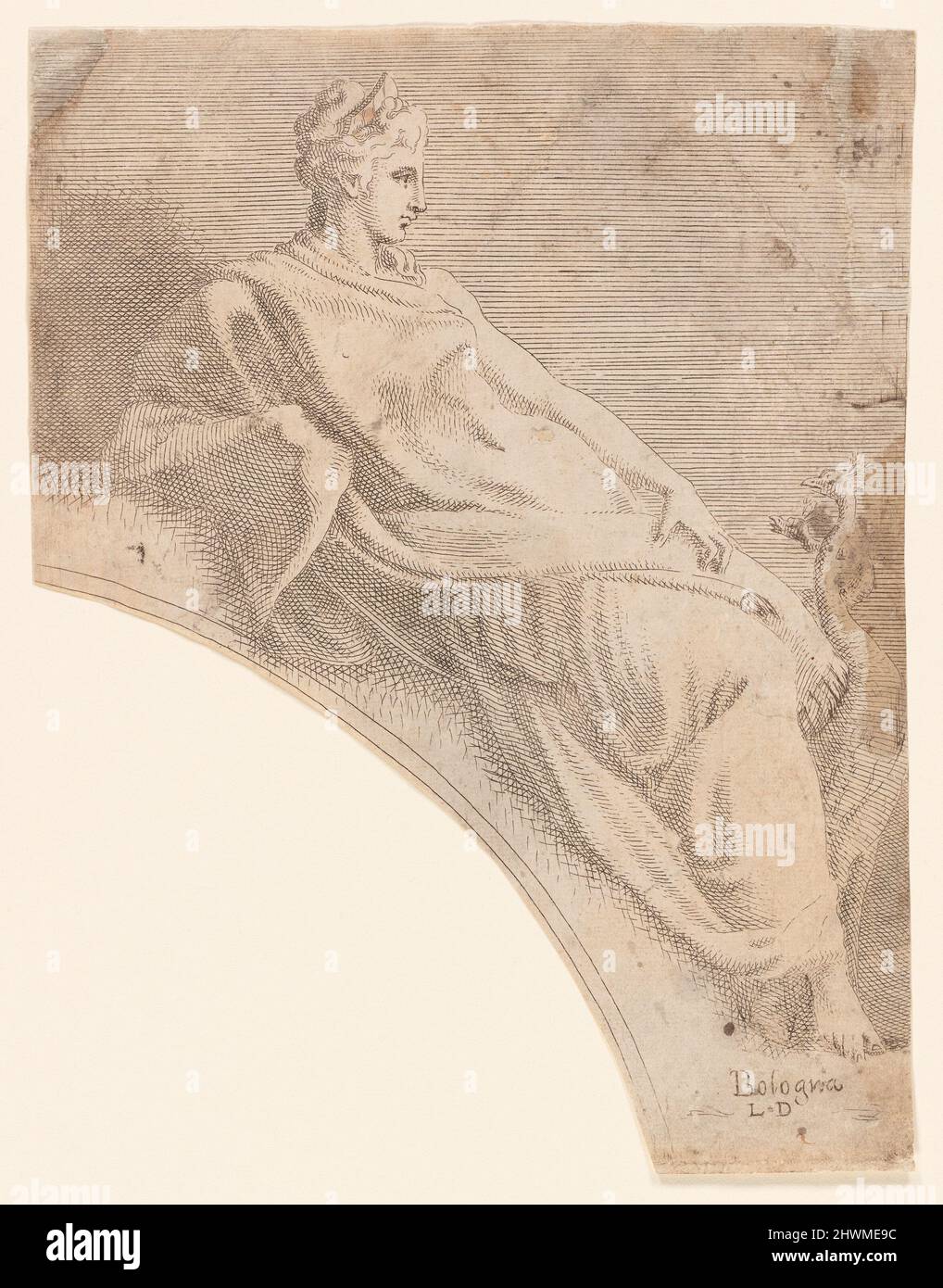 Juno. Etcher: Léon Davent, francese, attivo 1540–1556After: Francesco Primaticcio, italiano, 1504–1570 Foto Stock