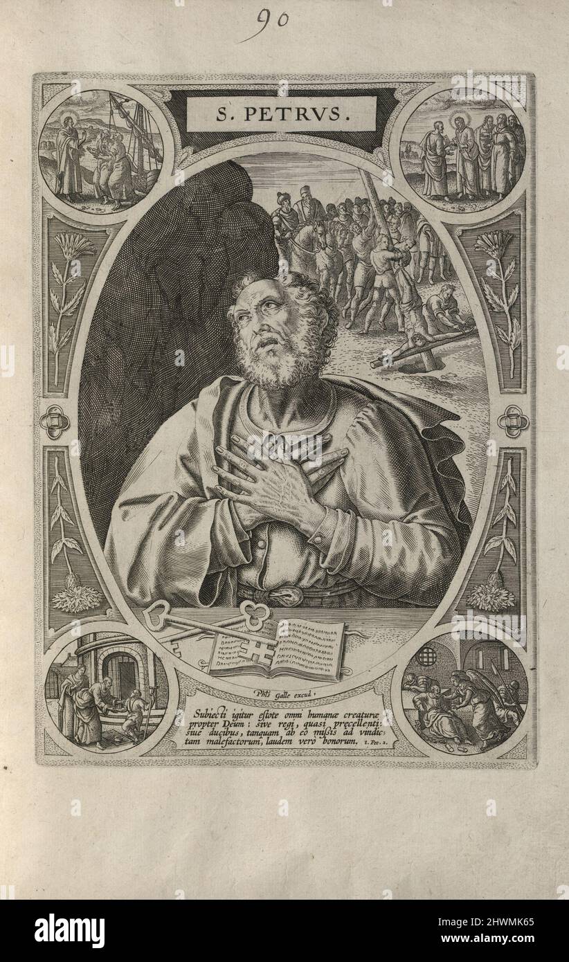 San Pietro. Artista: Sconosciuto Editore: Philip Galle, Fiammingo, 1537–1612 Foto Stock