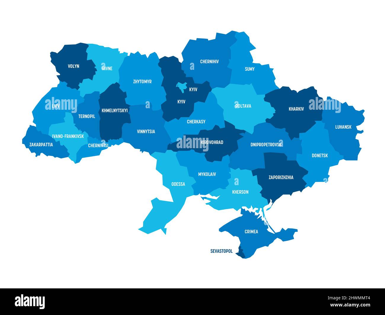 Ucraina - carta amministrativa degli oblasti Illustrazione Vettoriale