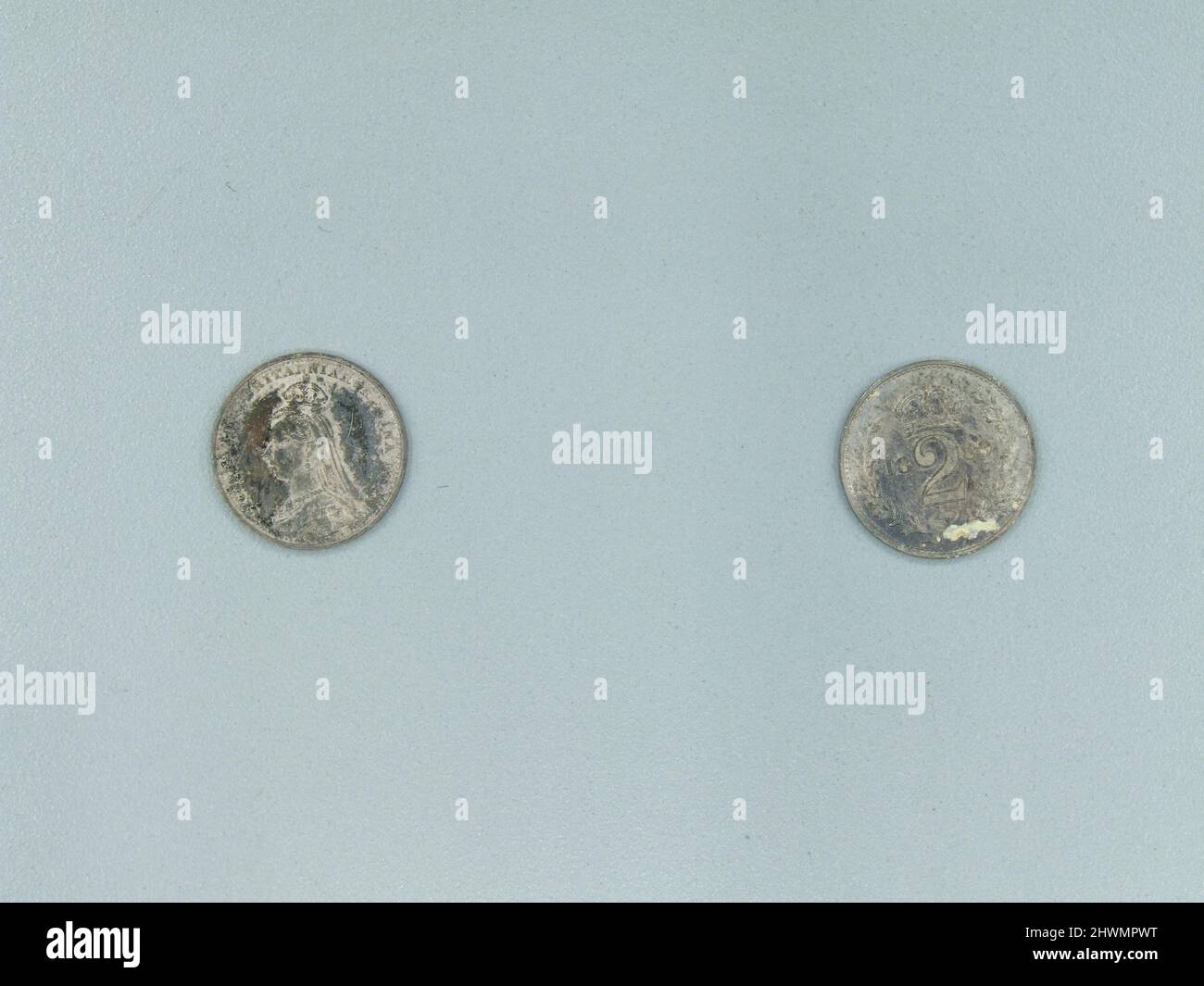 2 Pence dal Consiglio di Amministrazione delle Entrate con Victoria, Regina di Gran Bretagna. Oggetto: Victoria, Regina della Gran Bretagna, britannica, 1819–1901, regnò 1837–1901 Mint: Consiglio di Entrate artista: Sconosciuto Foto Stock