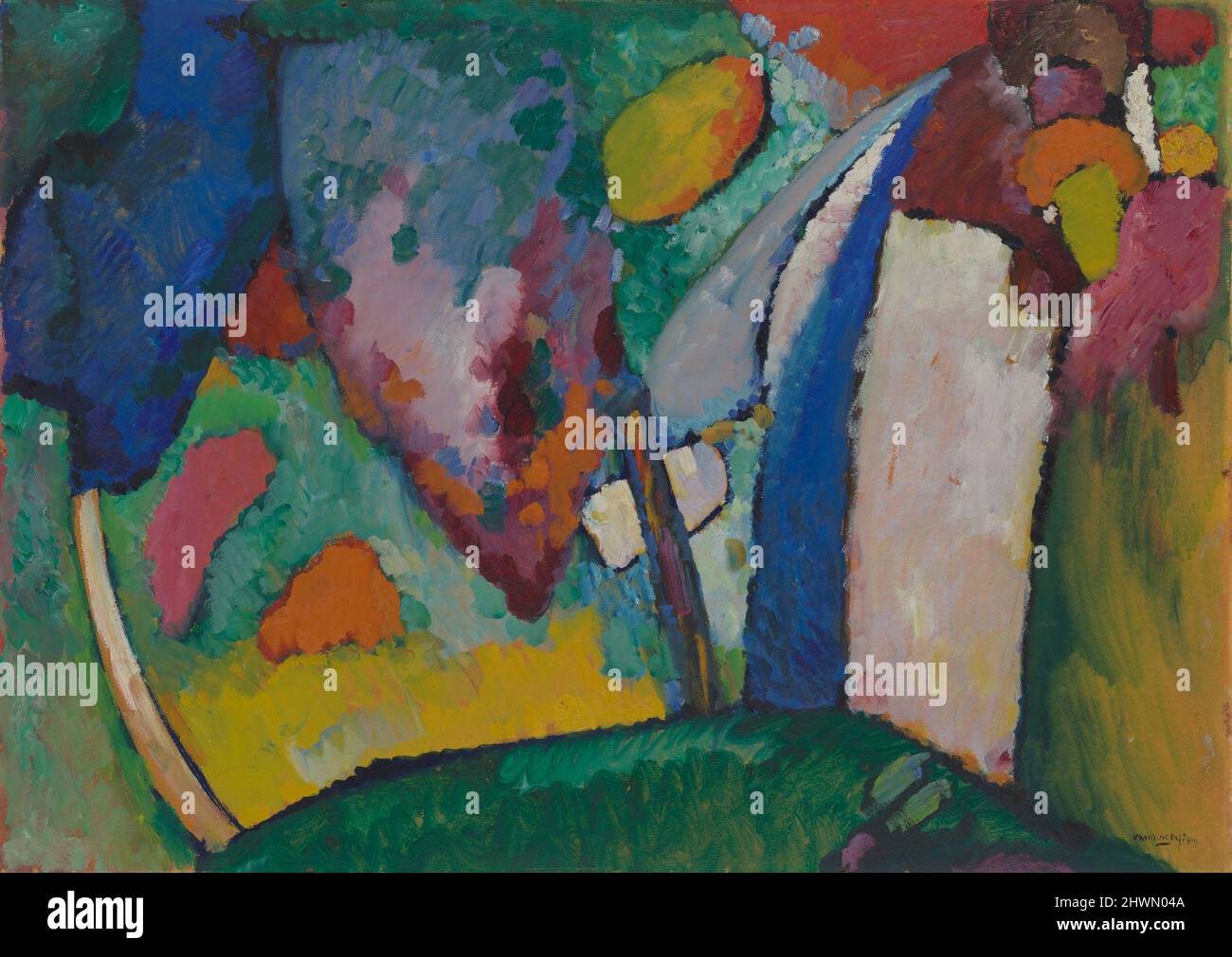 La cascata. Artista: Wassily Kandinsky, russo, Francia attiva, Germania, 1866–1944 Foto Stock