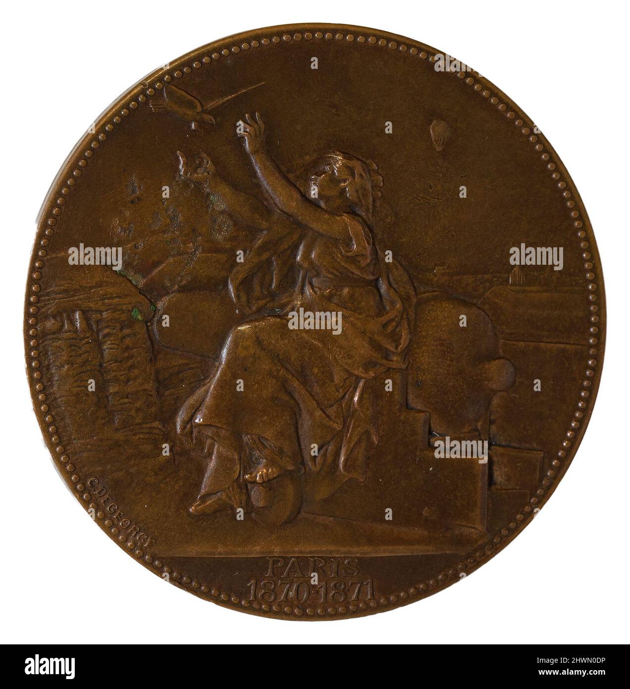 Francia Assedio di Parigi Pigeon Post Medal. Mint: Paris artista: Charles DeGeorge, francese Foto Stock