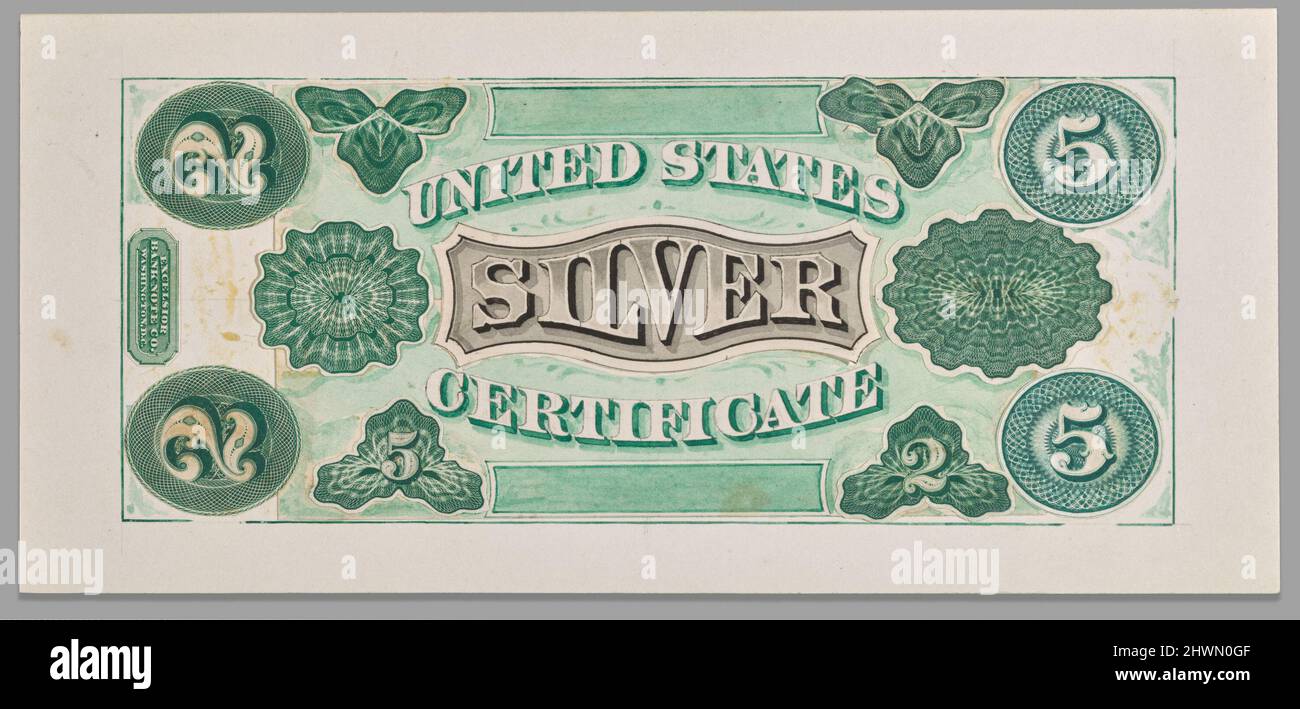 2/5 Dollar Silver Certificate Composite Essay Back Proof. Banca: Excelsior Bank Note Company, americana, attiva ca. 1870–75 Foto Stock