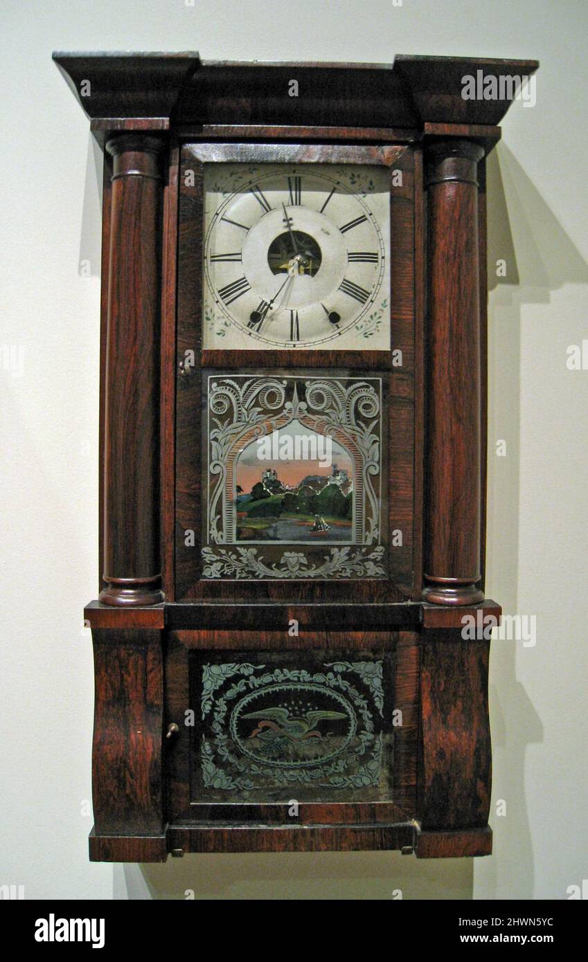 Orologio da ripiano. Produttore: William L. Gilbert, americano, 1806–1890 Foto Stock