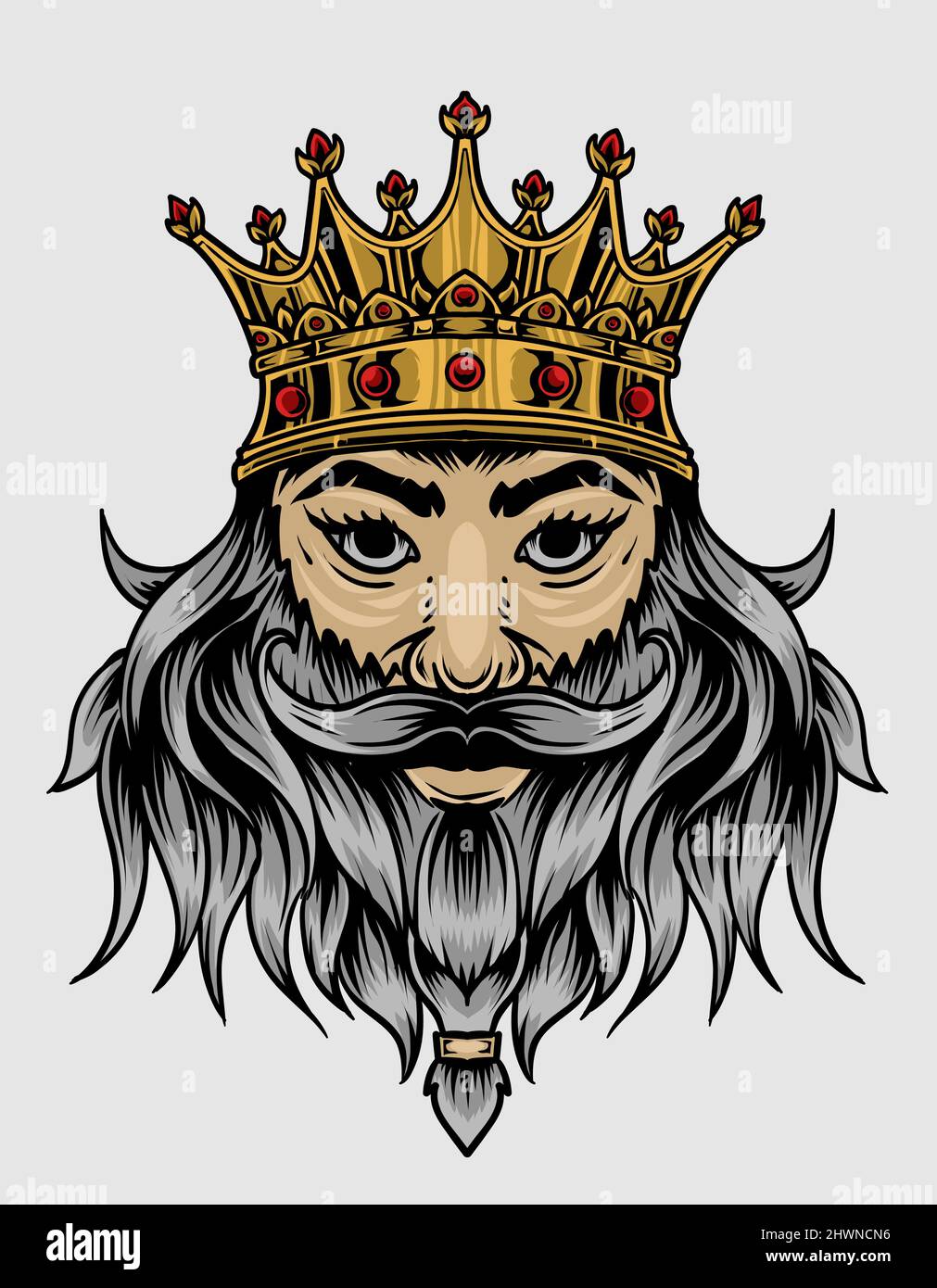 immagine vettore king testa su sfondo bianco Illustrazione Vettoriale