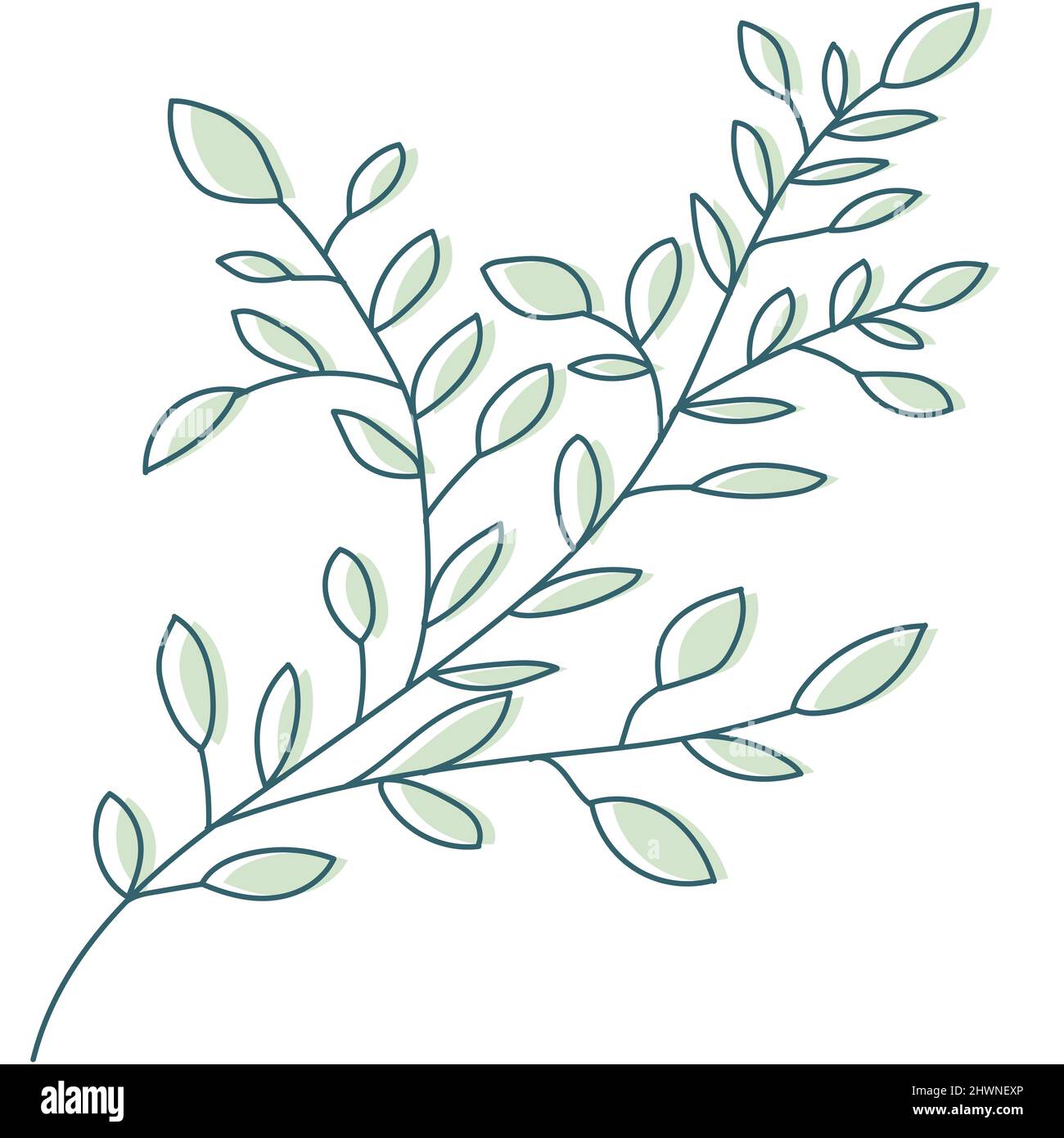 Leaf Line Art con forme in pastello Illustrazione Vettoriale