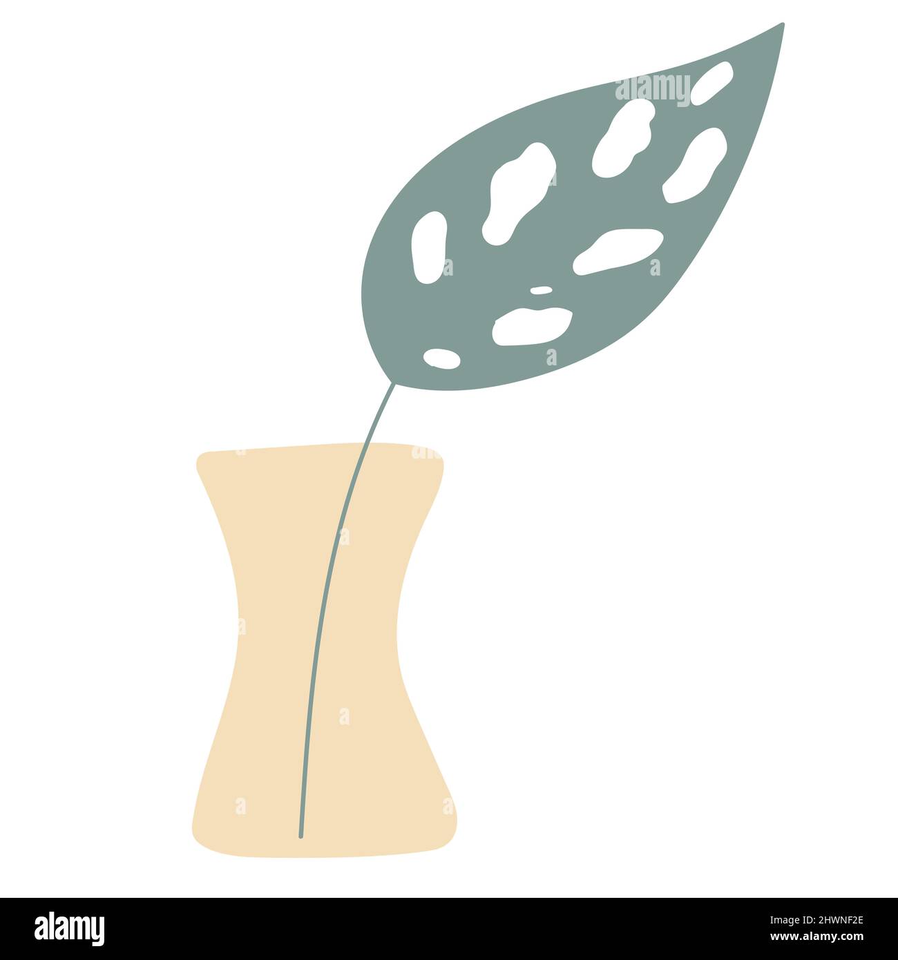 Leaf Line Art con forme in pastello Illustrazione Vettoriale