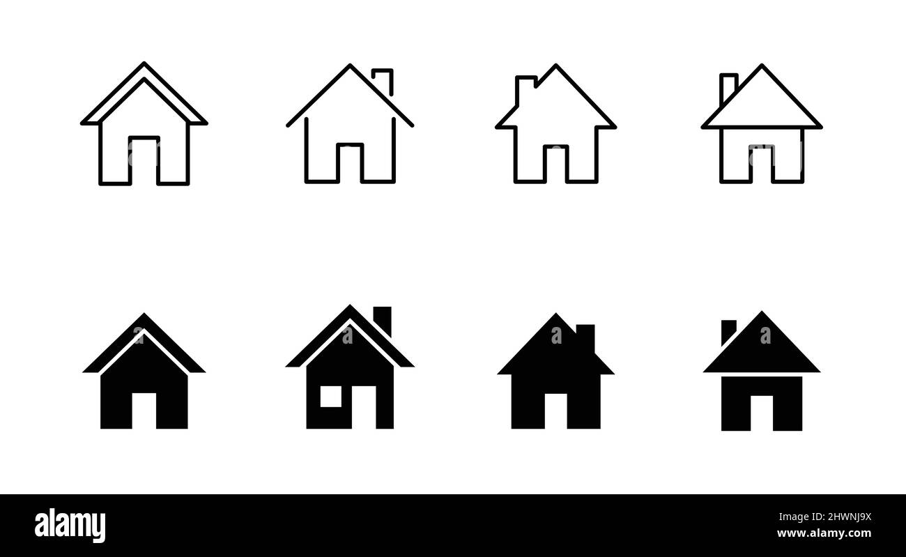 Illustrazione di casa o di casa, elemento di design di icone adatto per sito web, stampa o app Illustrazione Vettoriale