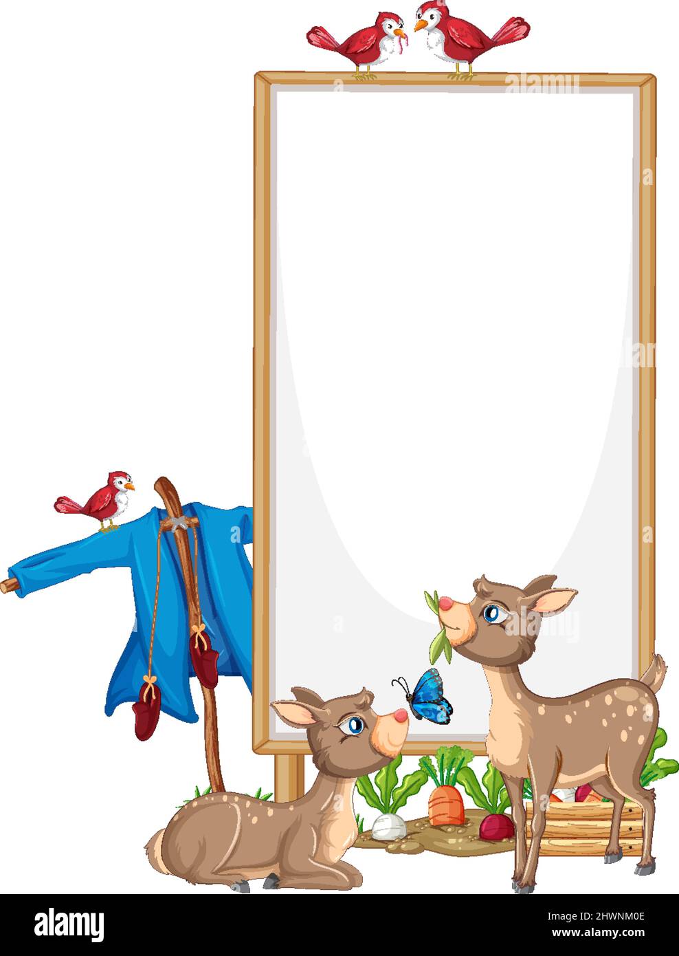 Cervo con bandiera di legno illustrazione Illustrazione Vettoriale