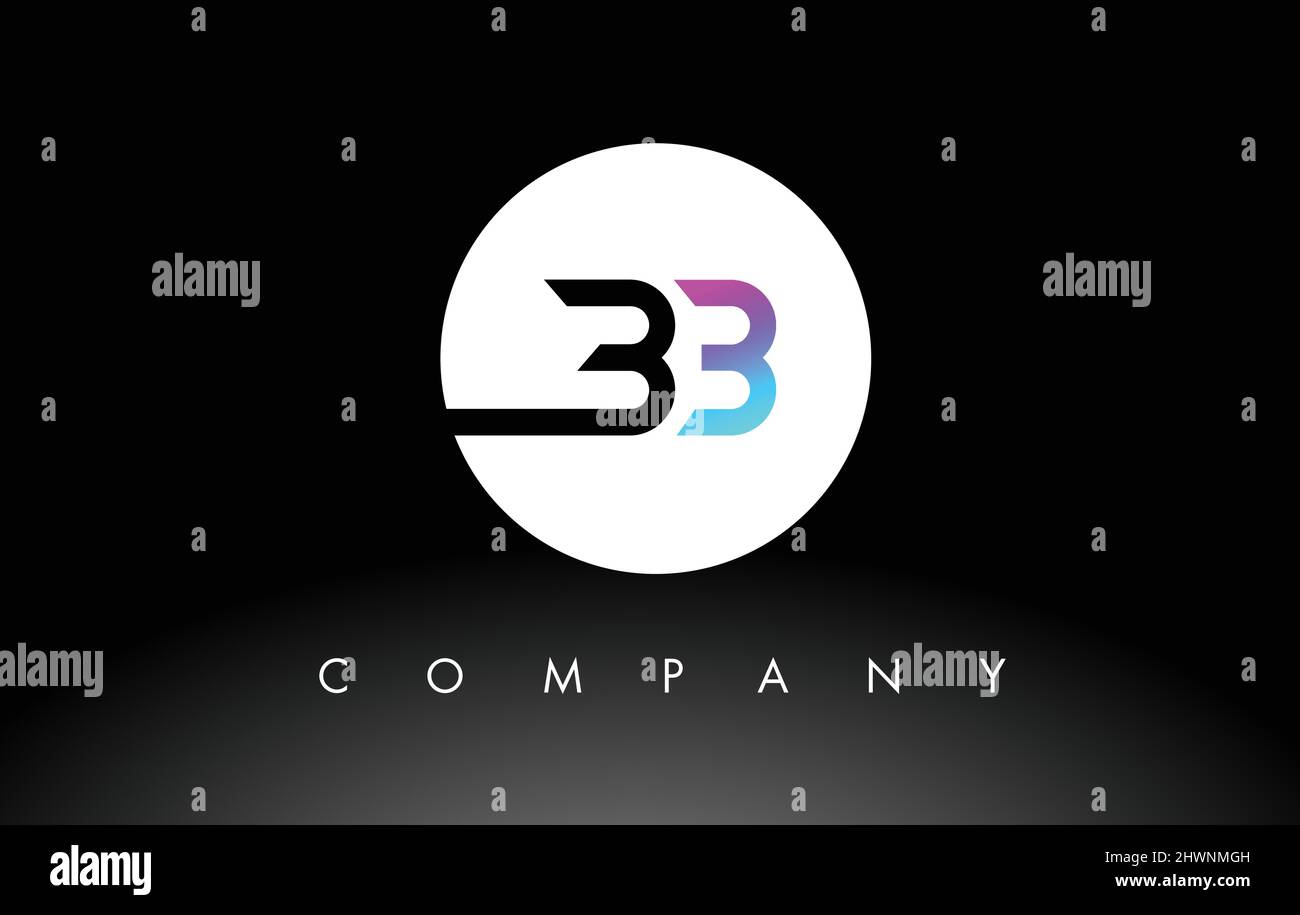 Logo BB. Letter Design Vector con colori viola e nero. Illustrazione Vettoriale