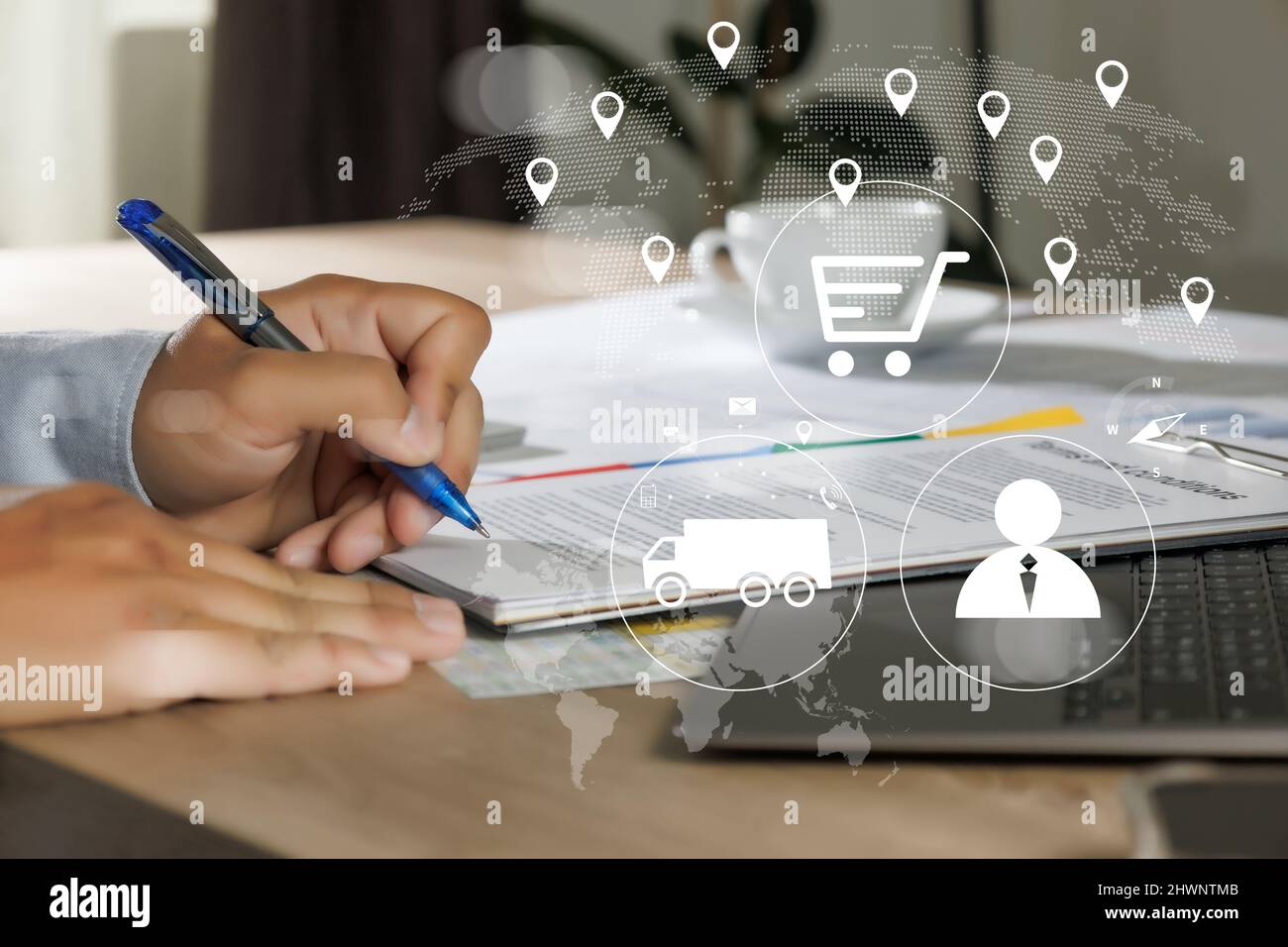 Supply management system Internet Purchase delivery innovativo internet delle cose tecnologia delivery supply chain e logistica Foto Stock