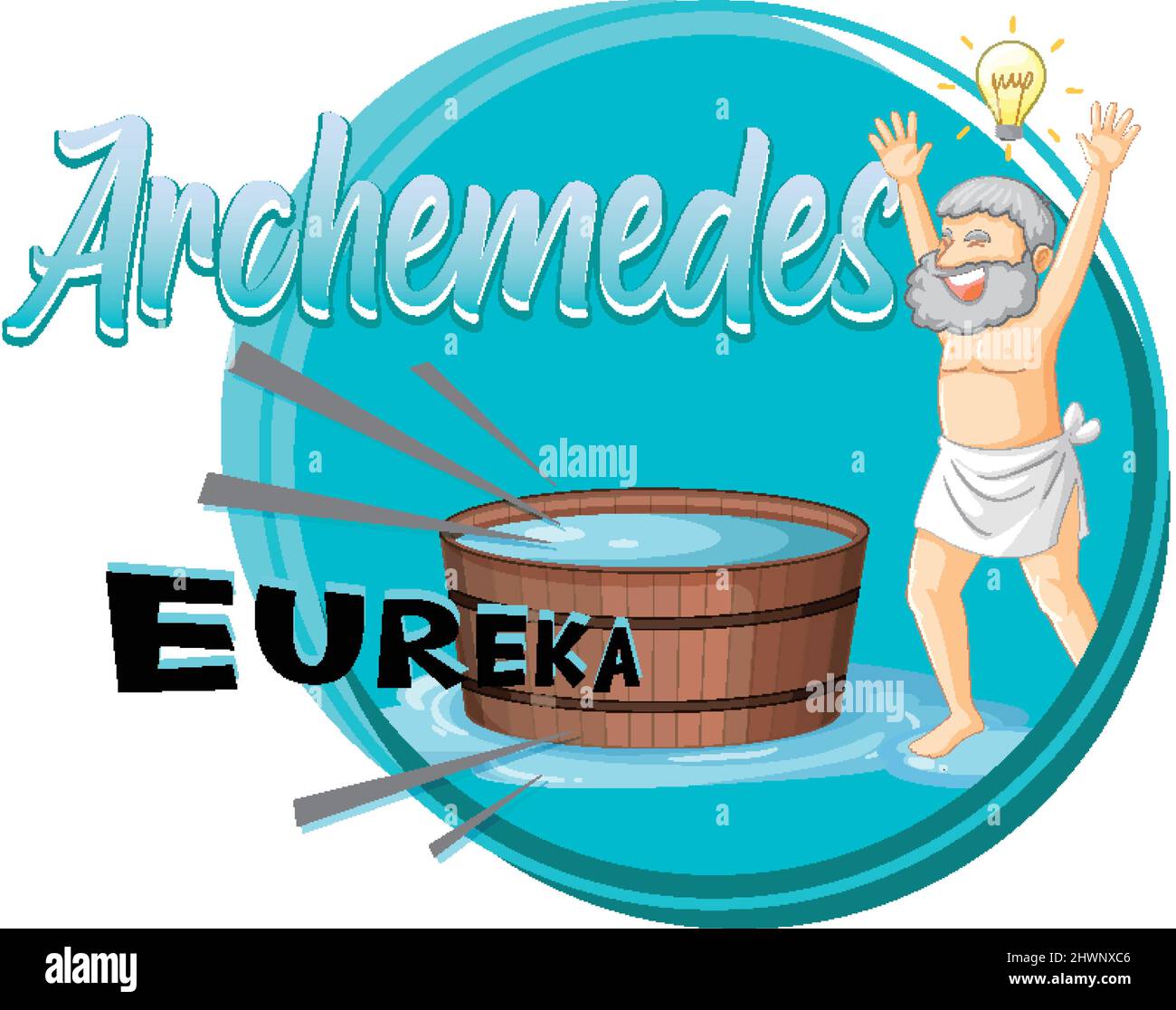 Archimede cartone animato con la parola illustrazione Eureka Immagine e  Vettoriale - Alamy