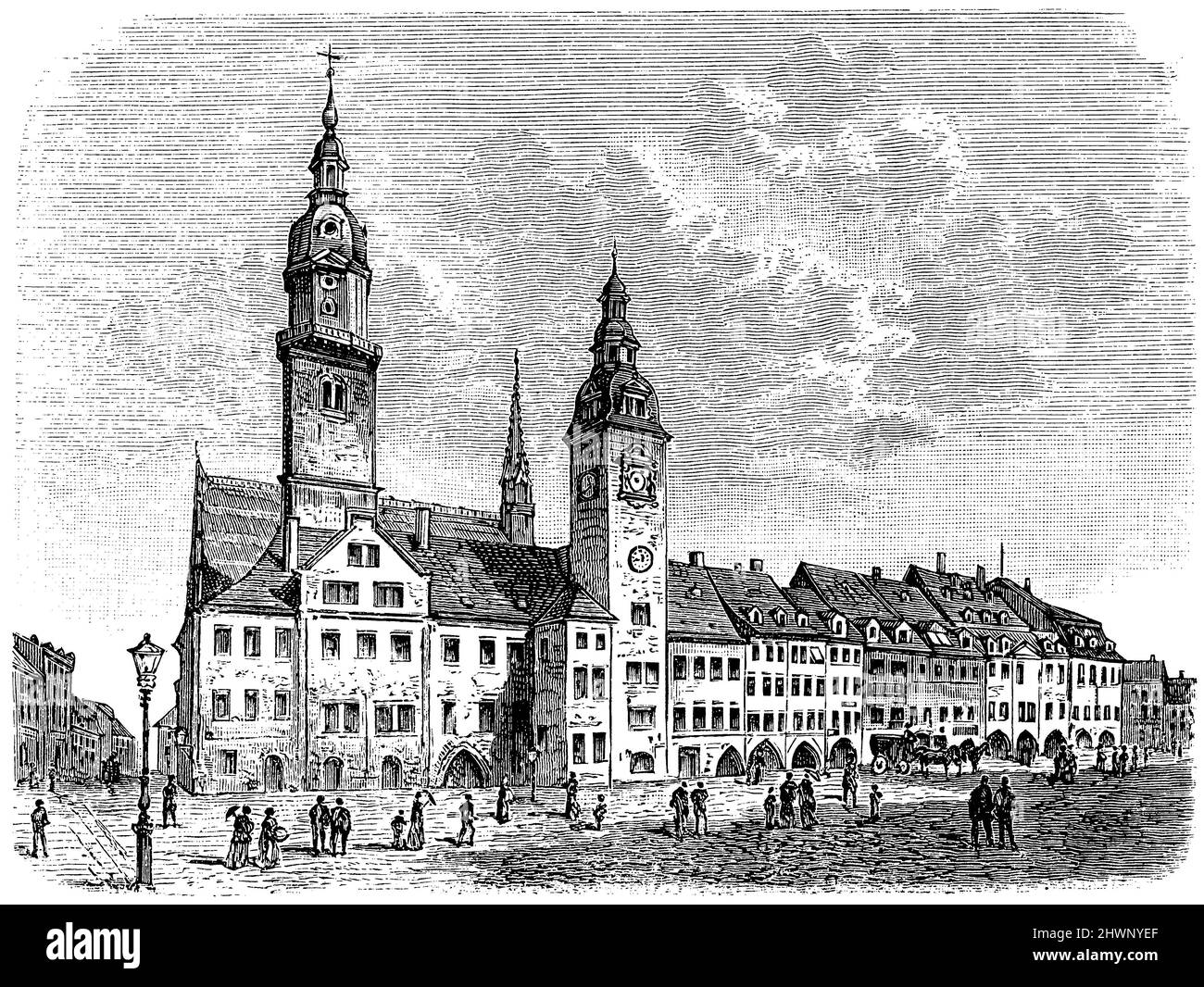 Vecchio municipio a Chemnitz, , (enciclopedia, 1893), Altes Rathaus zu Chemnitz, Ancien Hôtel de ville de Chemnitz Foto Stock