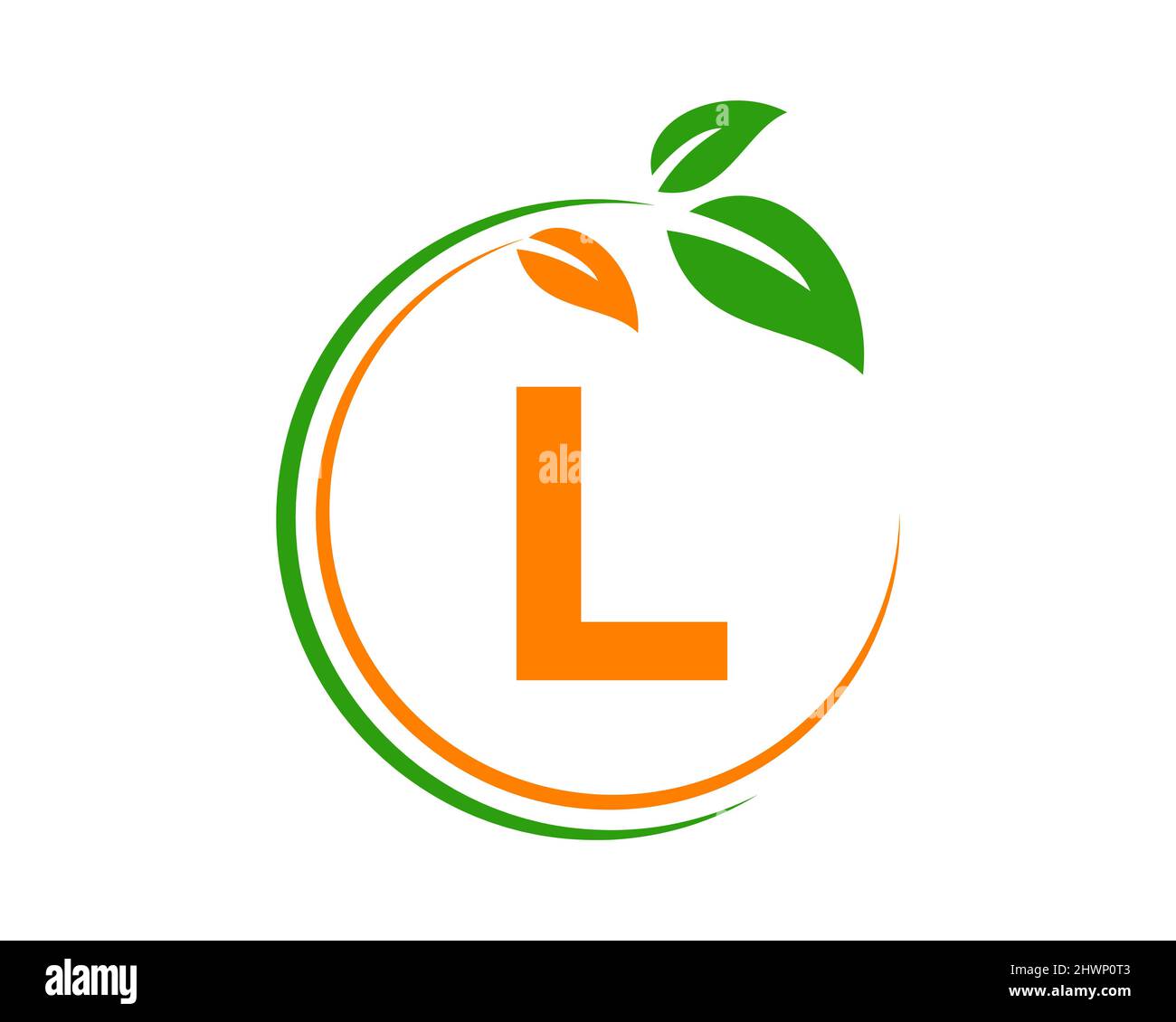 Logo ECO con lettera L. L lettera Eco sano naturale logo modello vettoriale Illustrazione Vettoriale