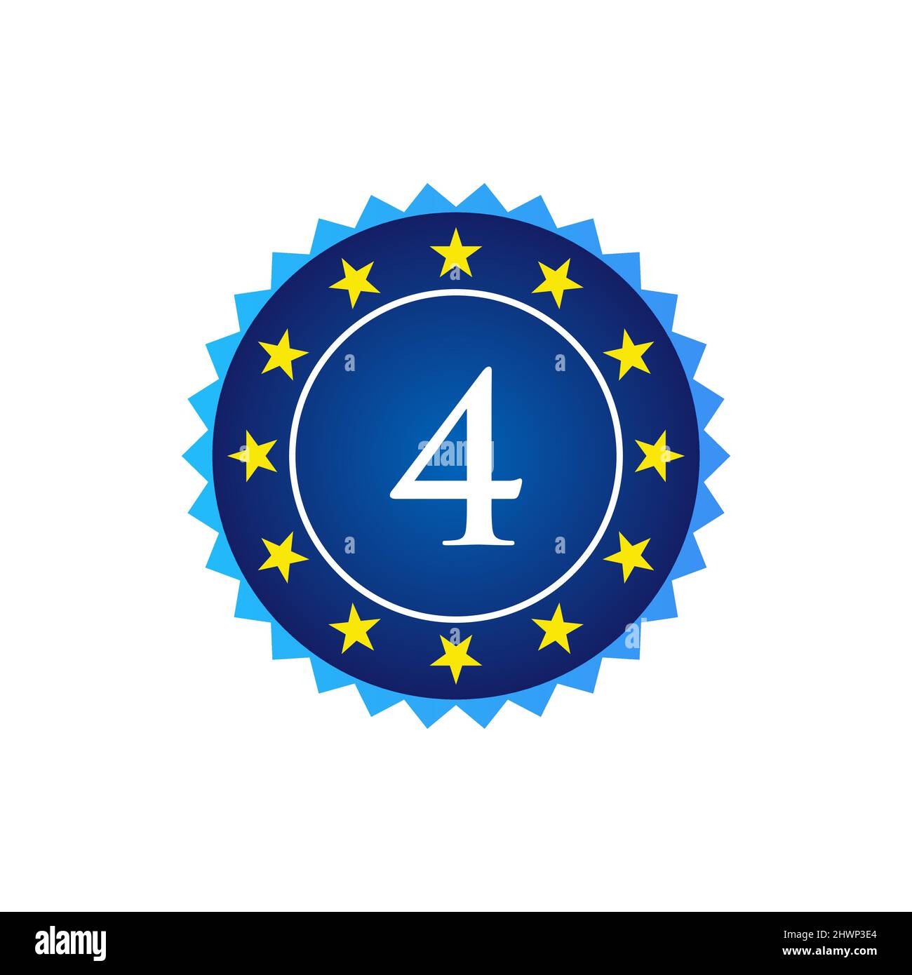 Logo ed etichetta sul cartello lettera 4. 4 Letter Vintage Badge retro Vector Logo Template Badges, etichette, emblemi, marchi e design Illustrazione Vettoriale