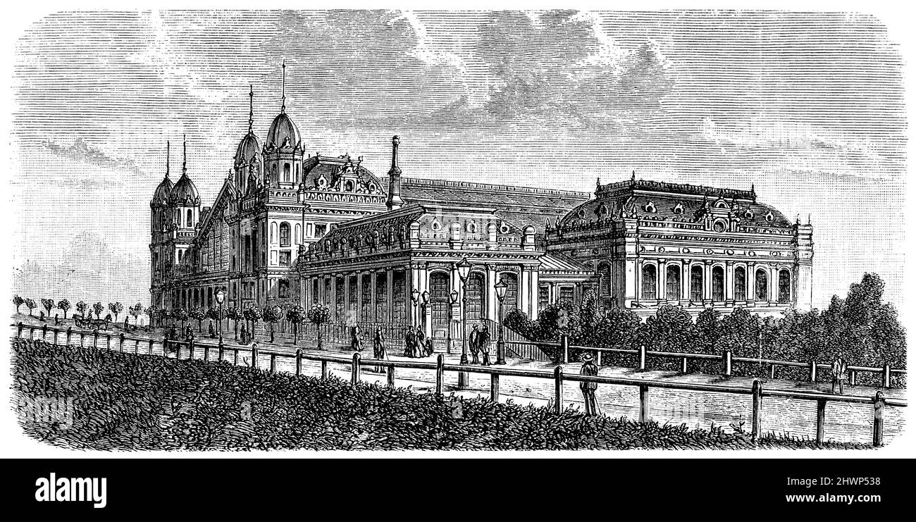 Stazione ferroviaria statale di Budapest, , (Enciclopedia, 1893), Staatsbahnhof di Budapest, Gare d'État à Budapest Foto Stock