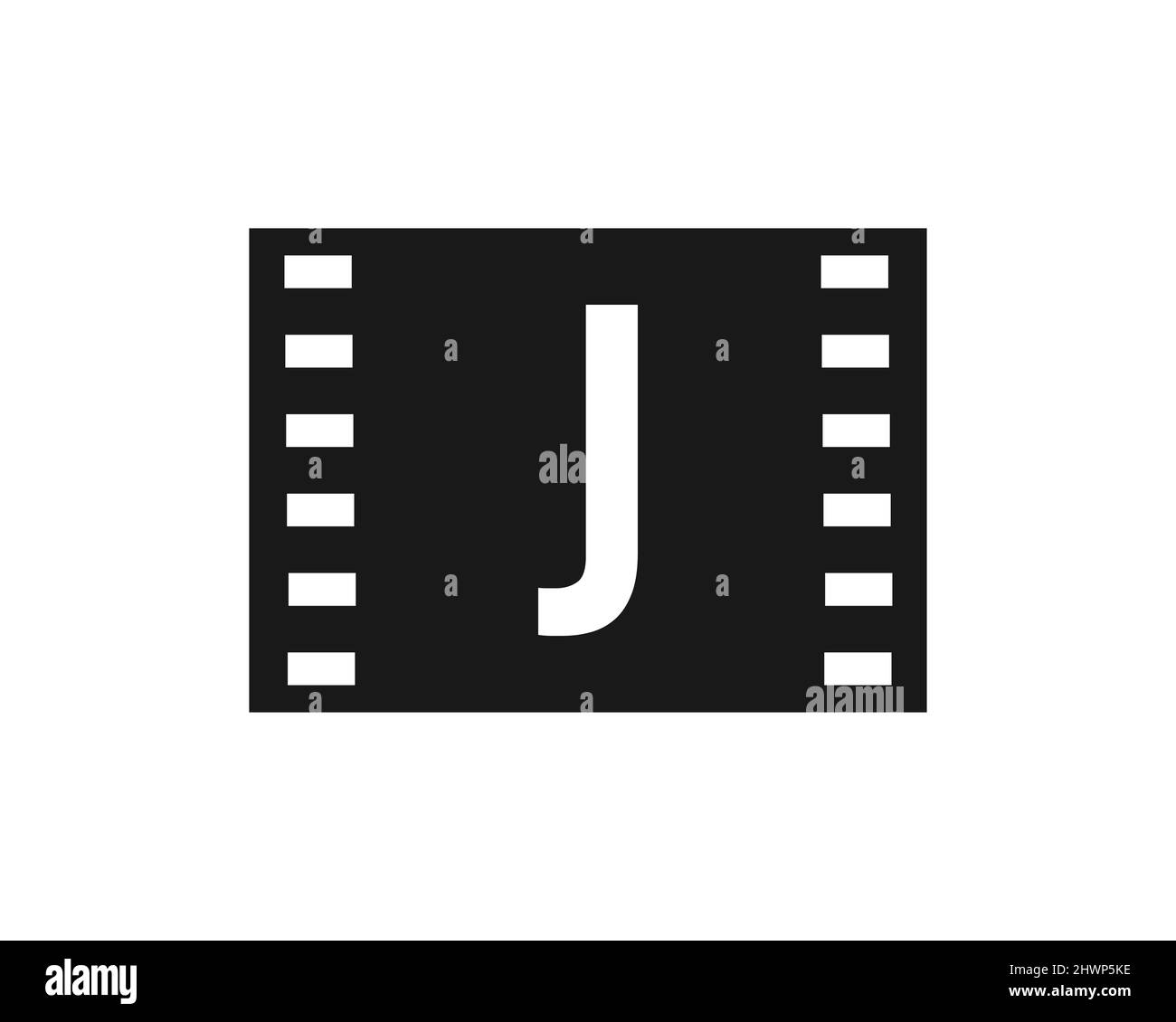 Motion Film Logo su Letter J. Movie Film Sign, Film Production Logo with J logotype Vector Template Illustrazione Vettoriale