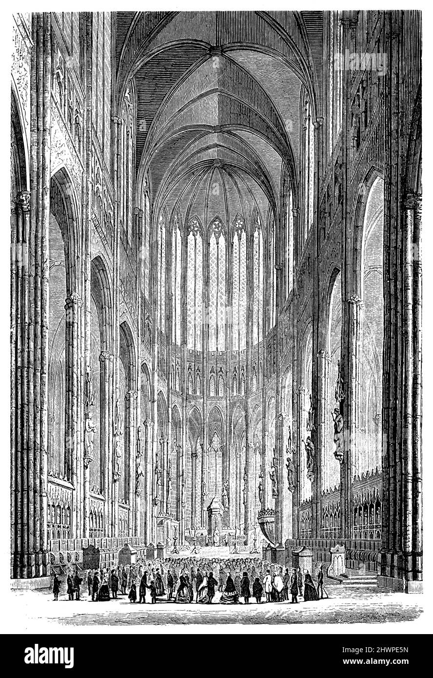 Cattedrale di Colonia: Interior view, , (libro di storia dell'arte, 1887), Kölner Dom: Innenansicht, Cathédrale de Cologne : vue intérieure Foto Stock