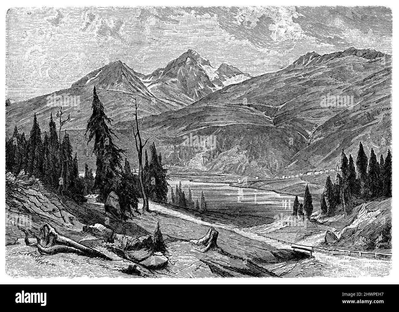 Dintorni del lago St. Moritz in alta Engadina, , (atlante, 1909), Umgebung des St. Moritzsees im Oberengadin, dintorni del lac de St. Moritz en Haute-Engadine Foto Stock