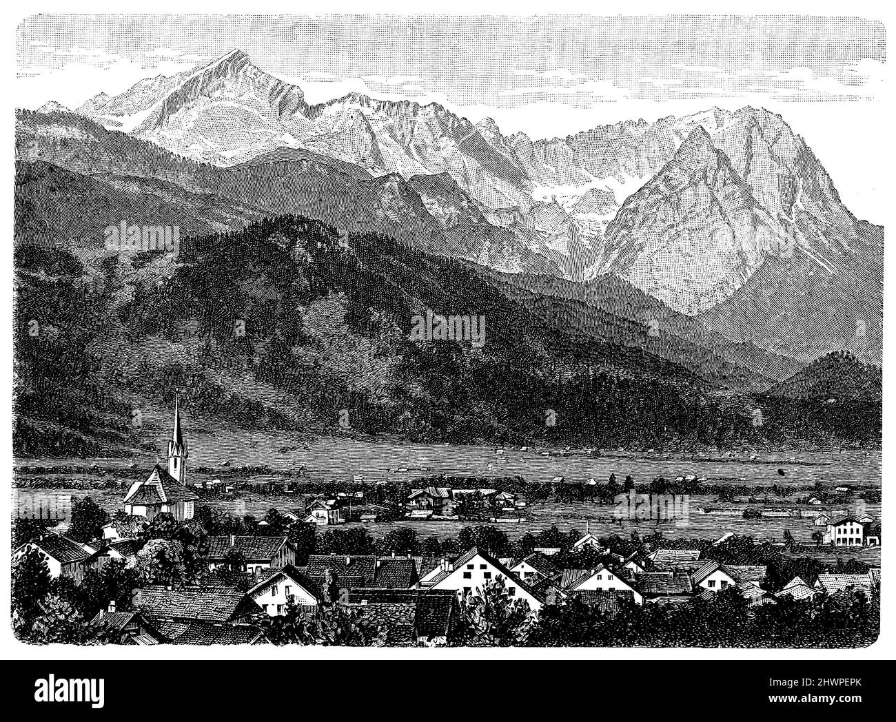 Wetterstein e Partenkirchen. Zugspitze, , (atlas, 1909), Wettersteingebirge und Partenkirchen. Zugspitze, Les montagnes du Wetterstein et Partenkirchen. Zugspitze Foto Stock