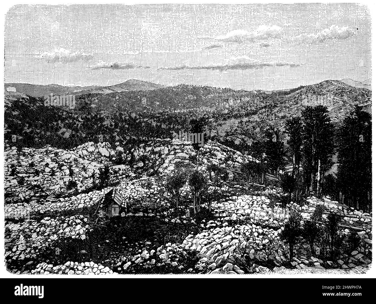 Paesaggio carsico al Passo della Duga in Montenegro, , (atlas, 1909), Karstlandschaft am Dugapass in Montenegro, Paysage karstique au col de fuga au Monténégro Foto Stock