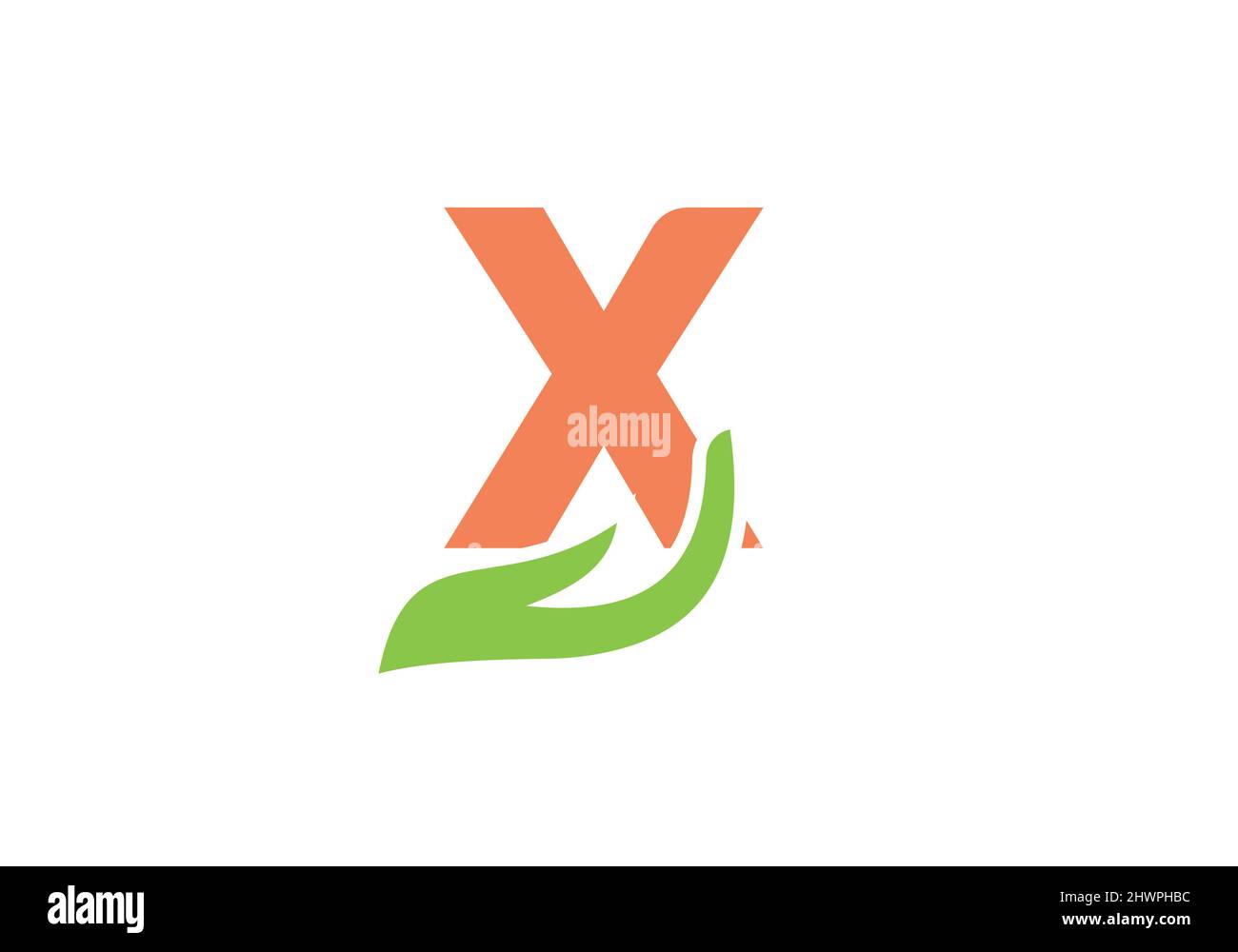 Logo X letter con concetto a mano. X logo design a portata di mano concept vettoriale Illustrazione Vettoriale