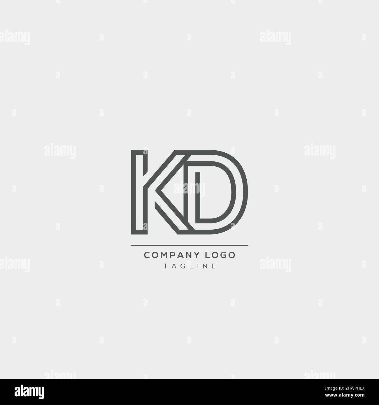 Lettera alfabetica icona logo KD Illustrazione Vettoriale