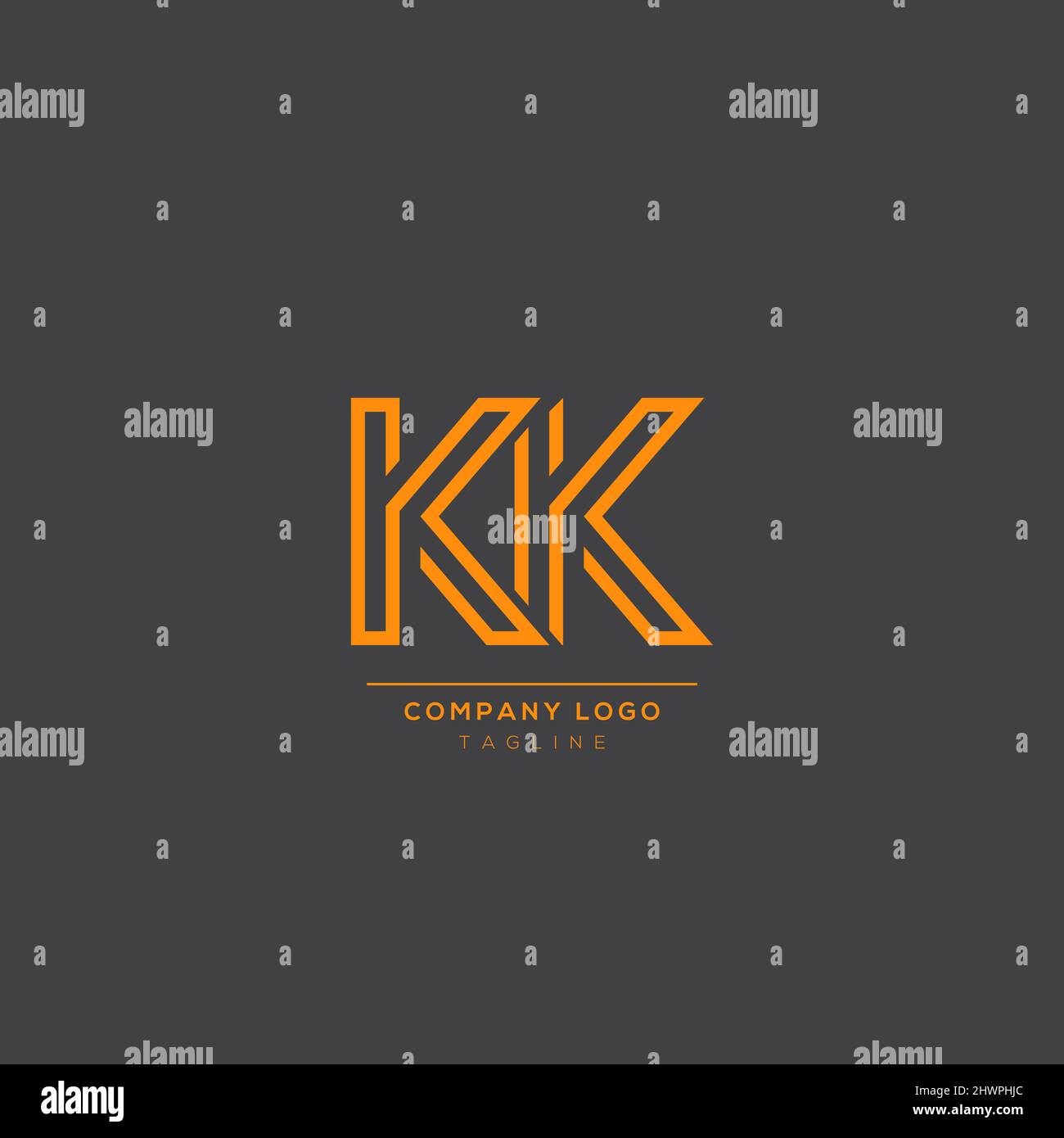 Icona lettera alfabetica logo KK Illustrazione Vettoriale