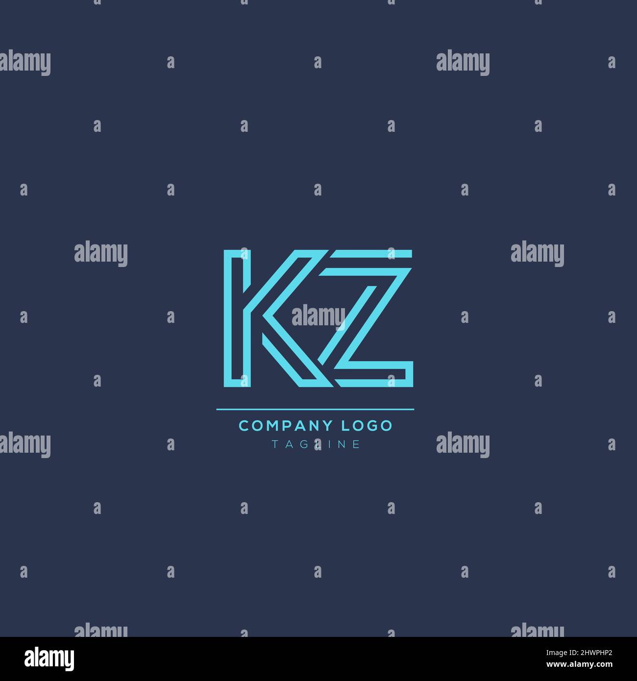 Icona lettera alfabetica logo KZ Illustrazione Vettoriale