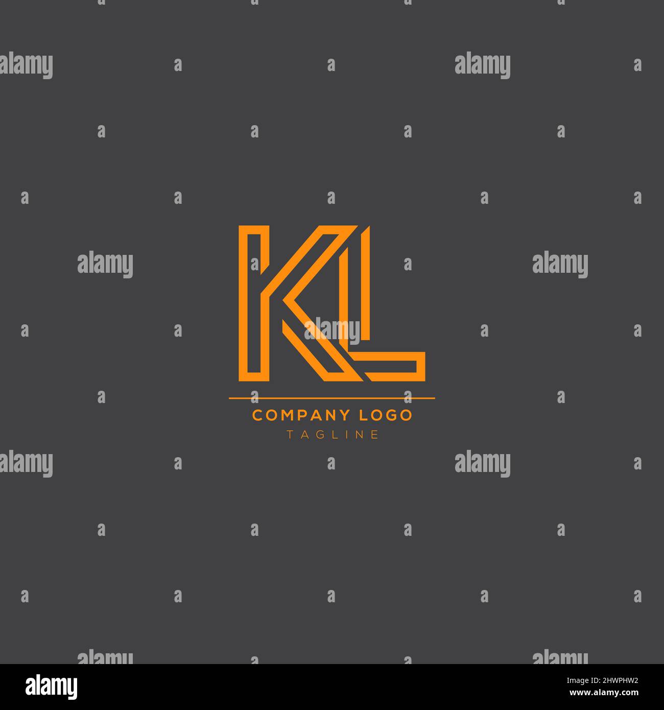 Icona lettera alfabetica logo KL Illustrazione Vettoriale