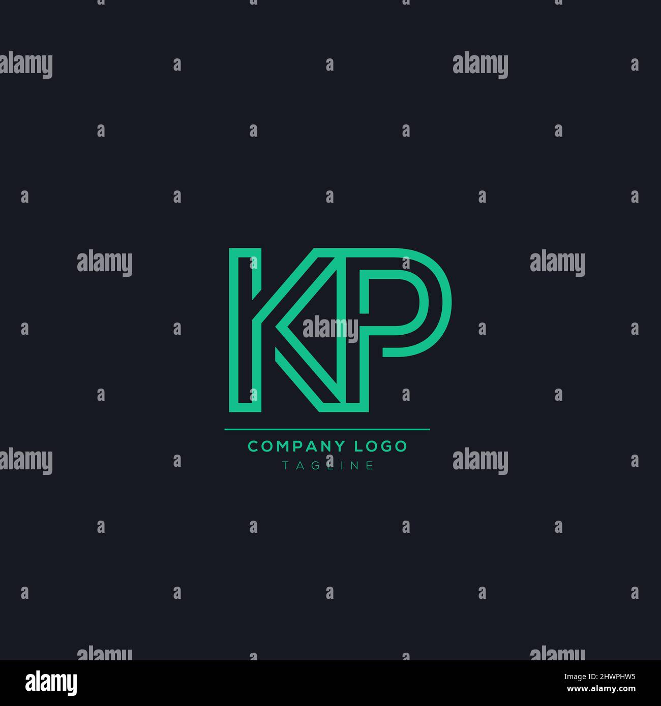 Icona lettera alfabetica logo KP Illustrazione Vettoriale