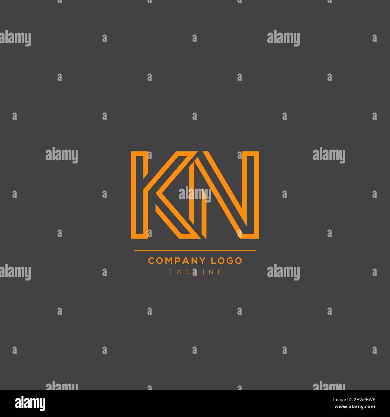 Icona lettera alfabetica logo KN Illustrazione Vettoriale