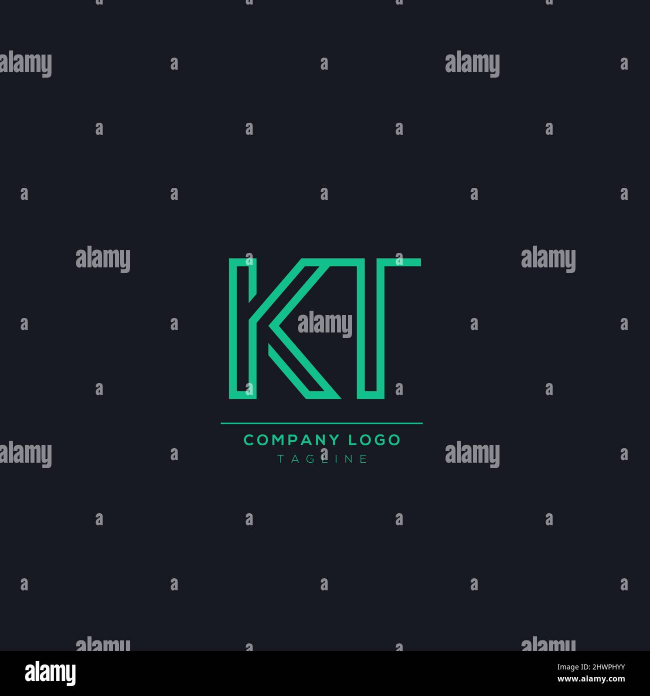 Icona lettera alfabetica logo KT Illustrazione Vettoriale