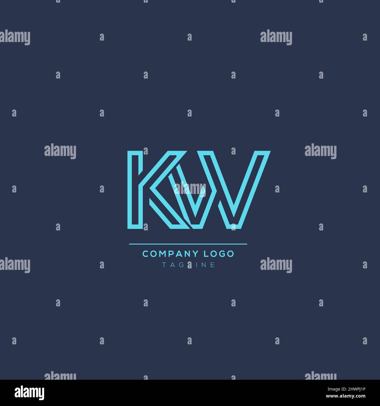 Icona lettera alfabetica logo KW Illustrazione Vettoriale