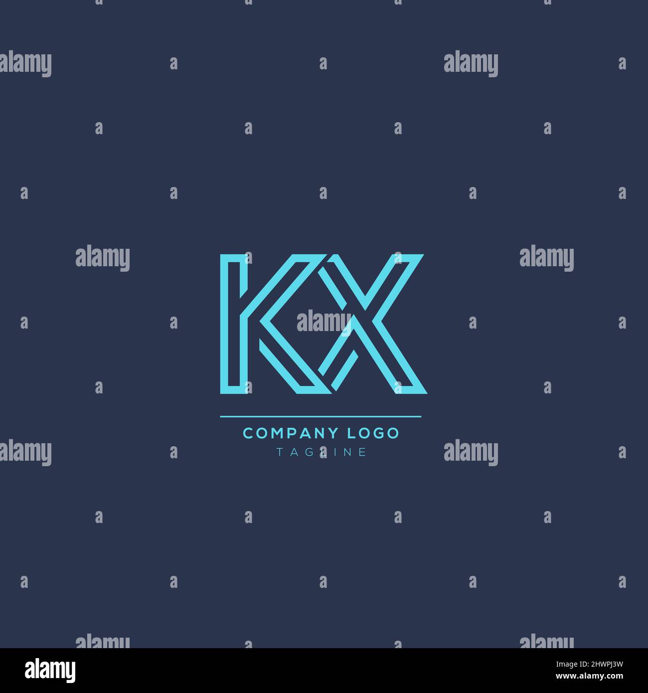 Icona lettera alfabetica logo KX Illustrazione Vettoriale