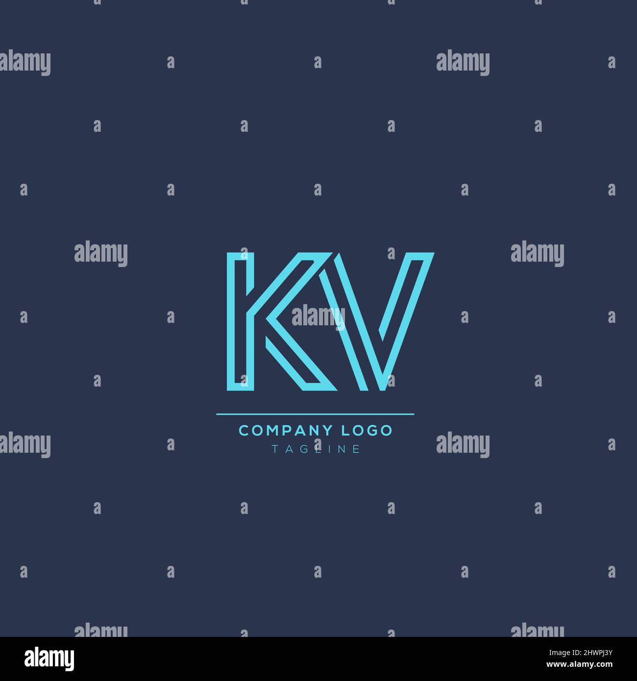 Icona lettera alfabetica logo KV Illustrazione Vettoriale